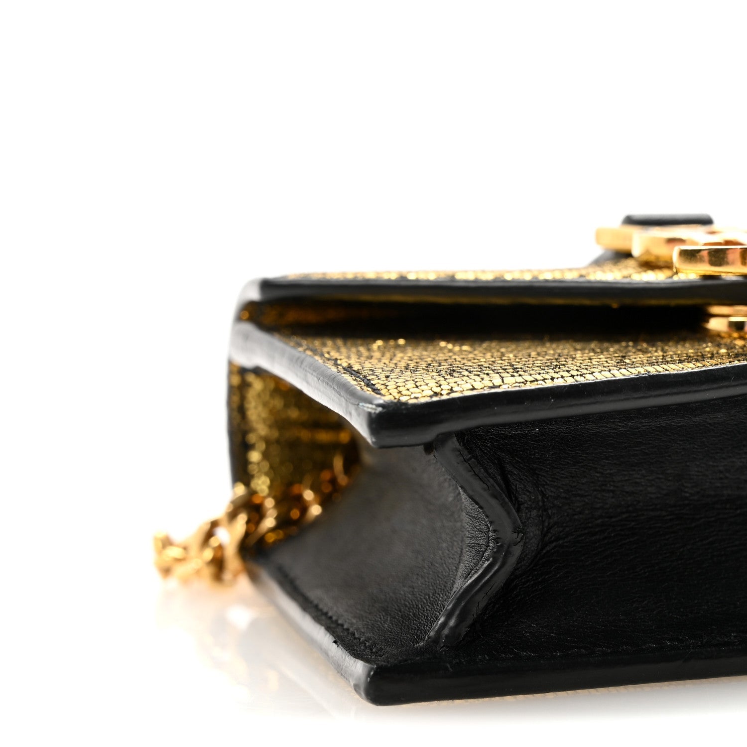 Calfskin Lizard Embossed Monogram Chain Mini Candy Crossbody Gold