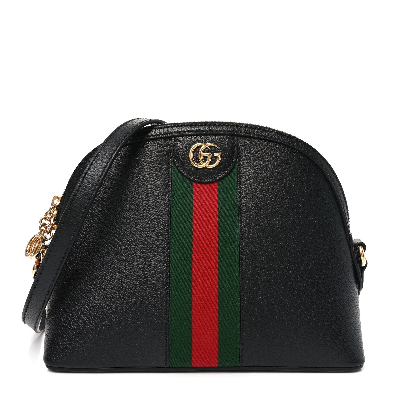 Calfskin GG Web Small Ophidia Dome Shoulder Bag Black