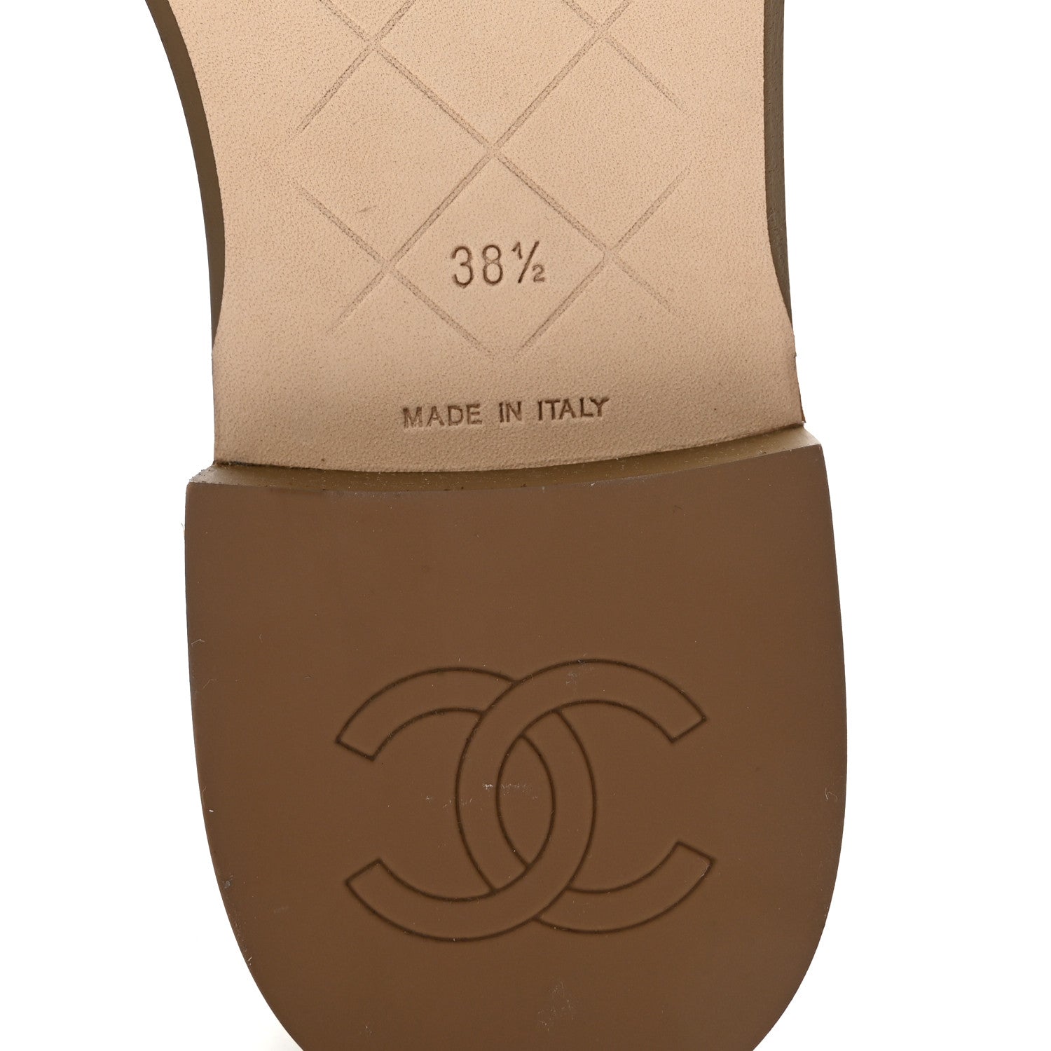 Suede Kidskin Quilted CC Turnlock Loafers 38.5 Light Brown