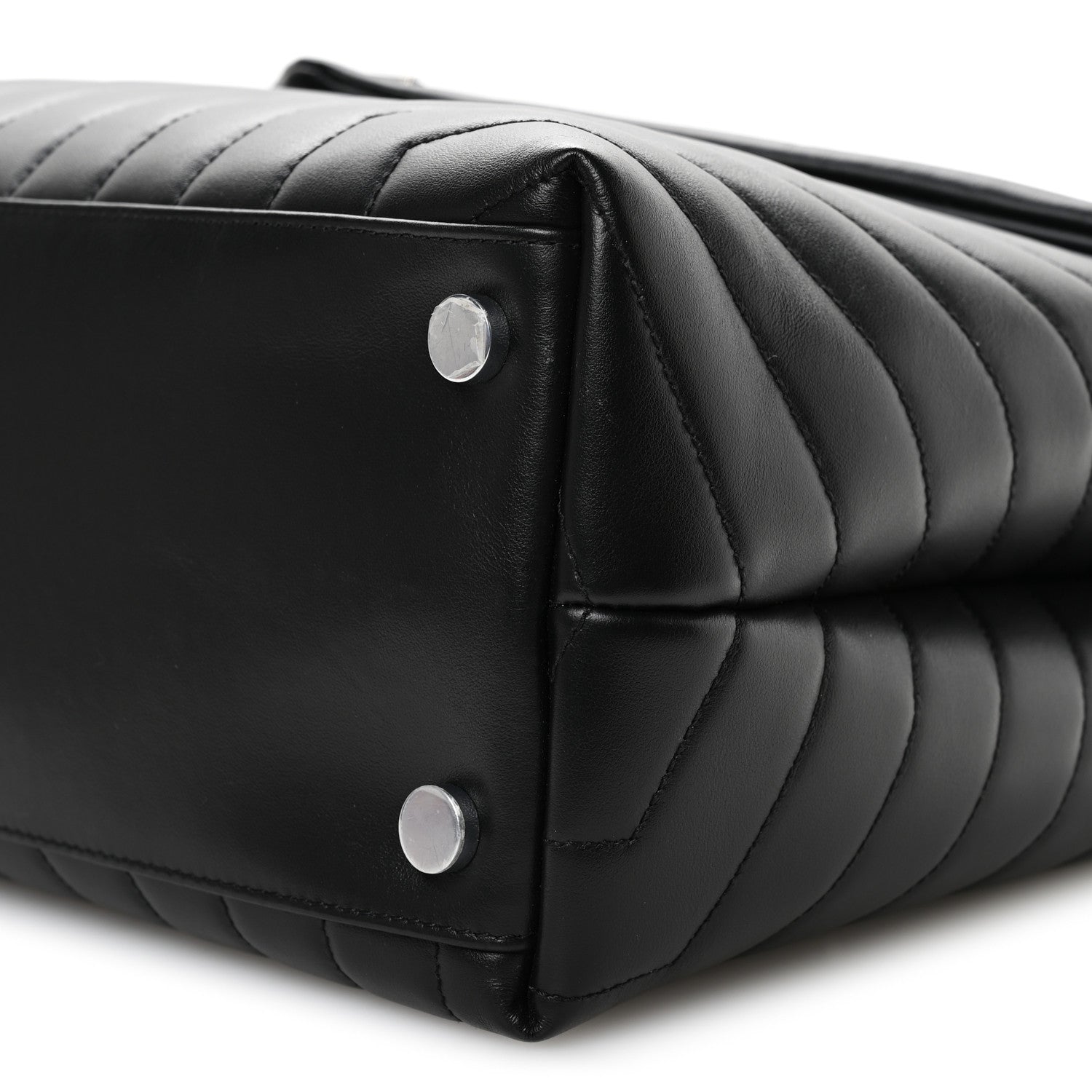 Calfskin Y Quilted Monogram Large Loulou Chain Satchel Black