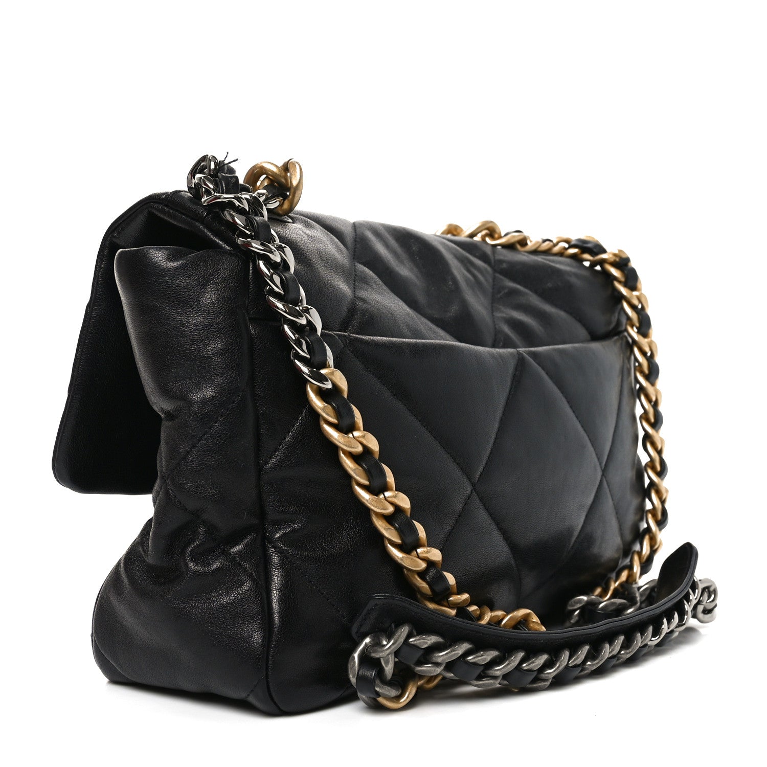 Goatskin Quilted Large Chanel 19 Flap Black