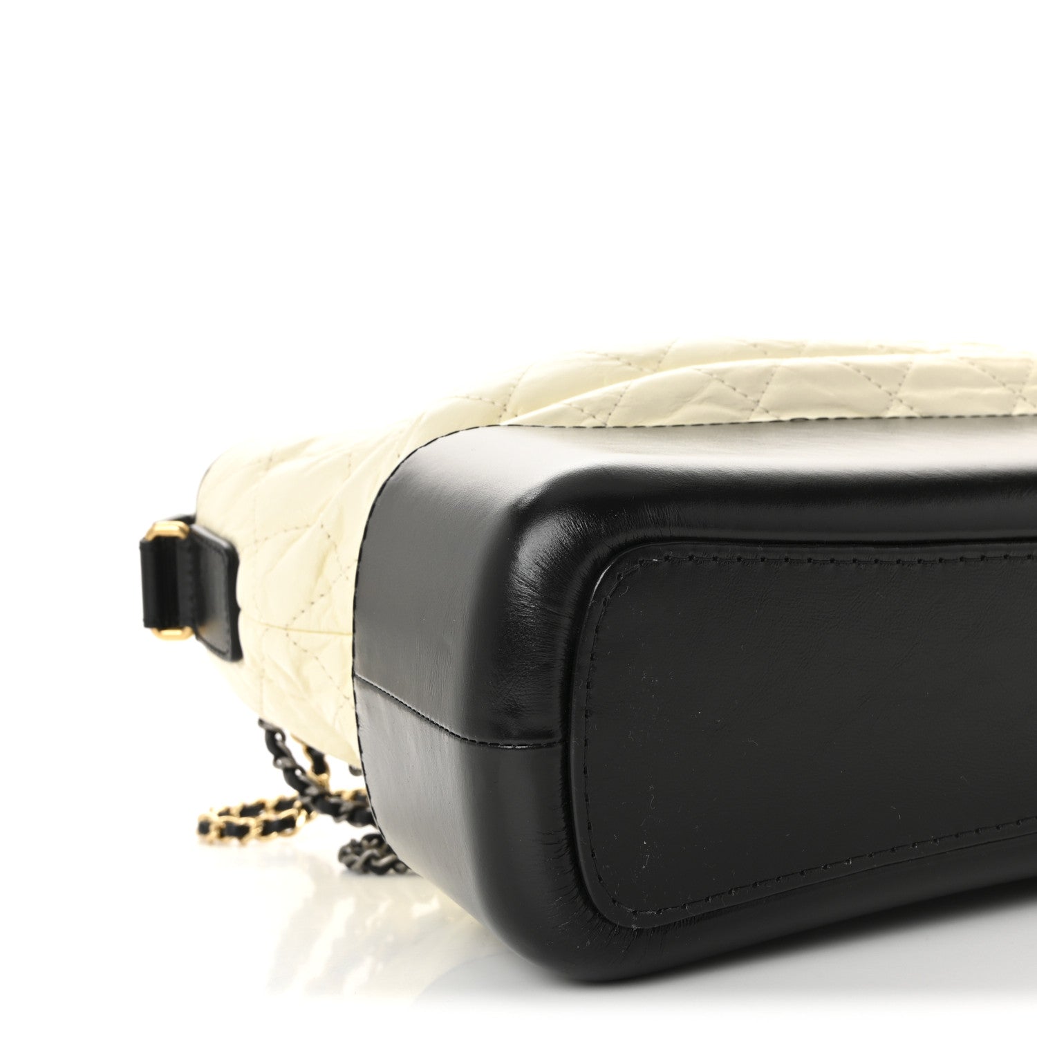 Aged Calfskin Quilted Medium Gabrielle Hobo Black White
