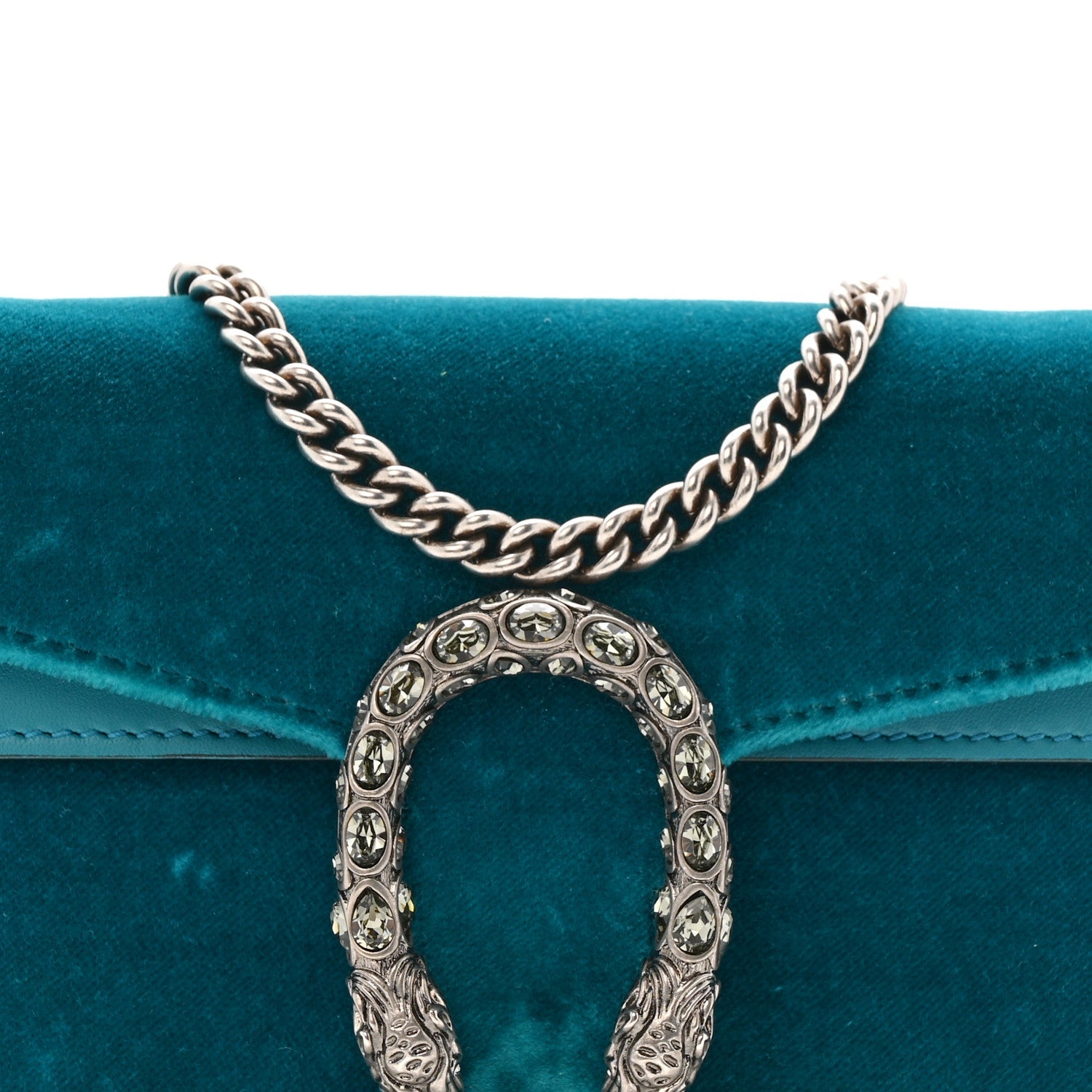 Velvet Super Mini Dionysus Shoulder Bag Pavone Cyan