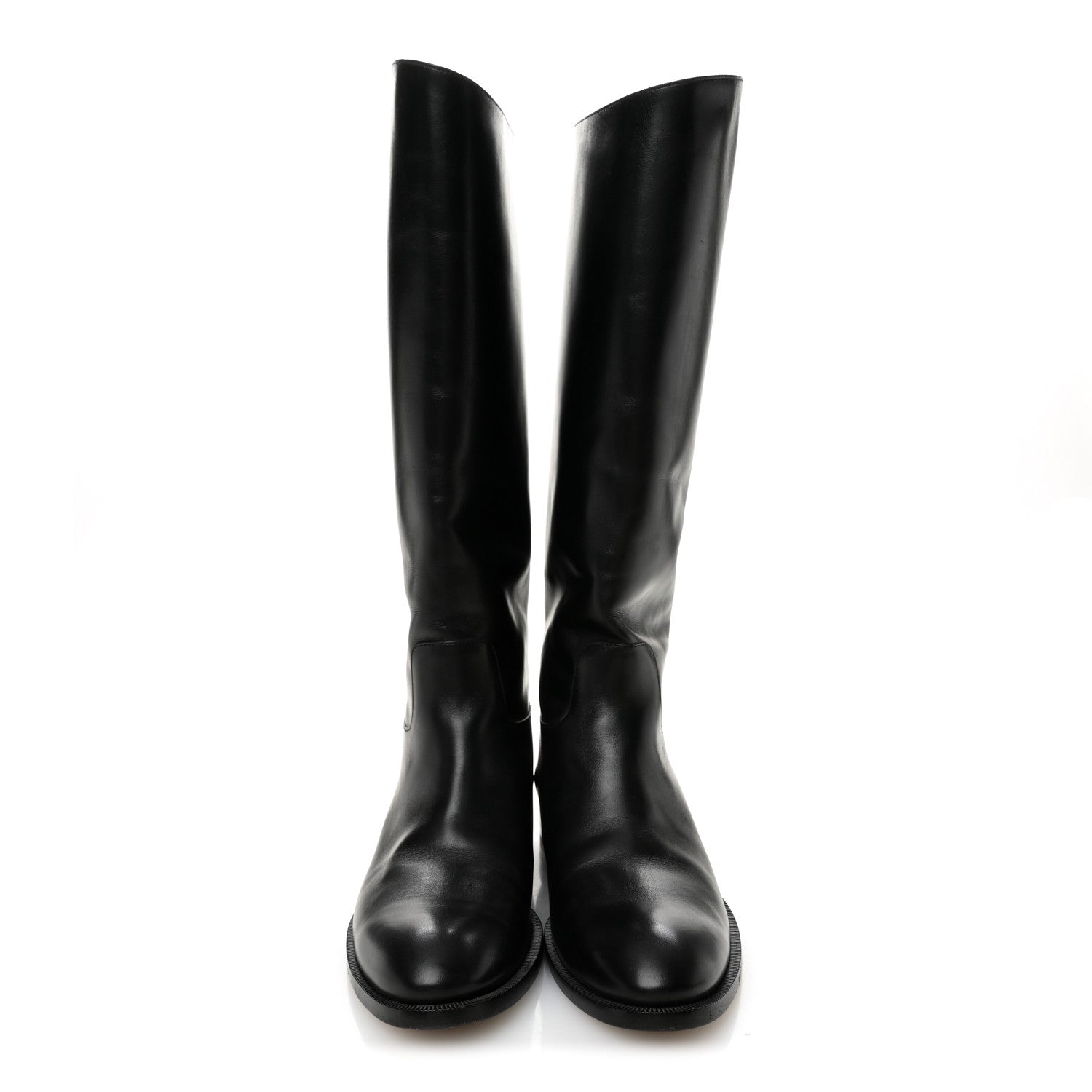 Calfskin Heritage Flat High Boots 38.5 Black