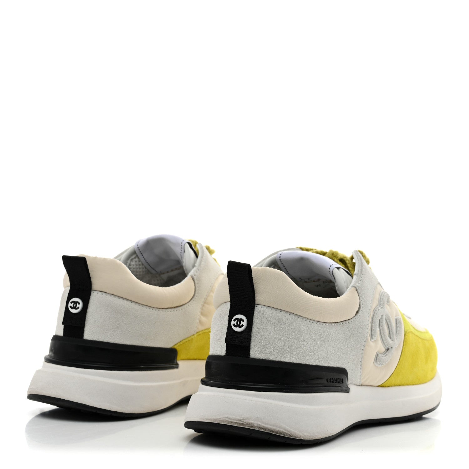 Fabric Suede Calfskin Logo Sneakers 41 Ivory Light Gray Yellow