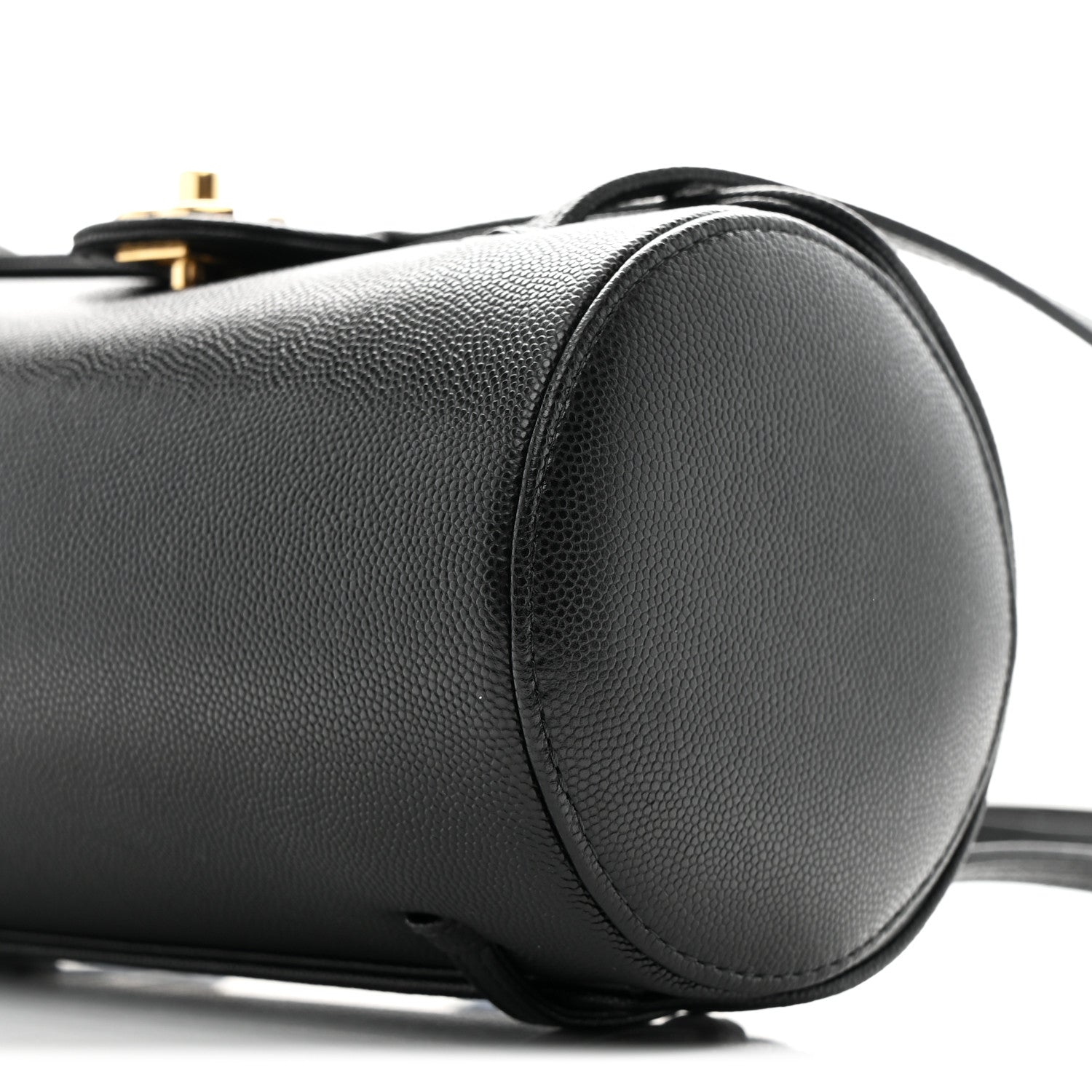 Shiny Caviar Preppy Coco Small Bowling Bag Black