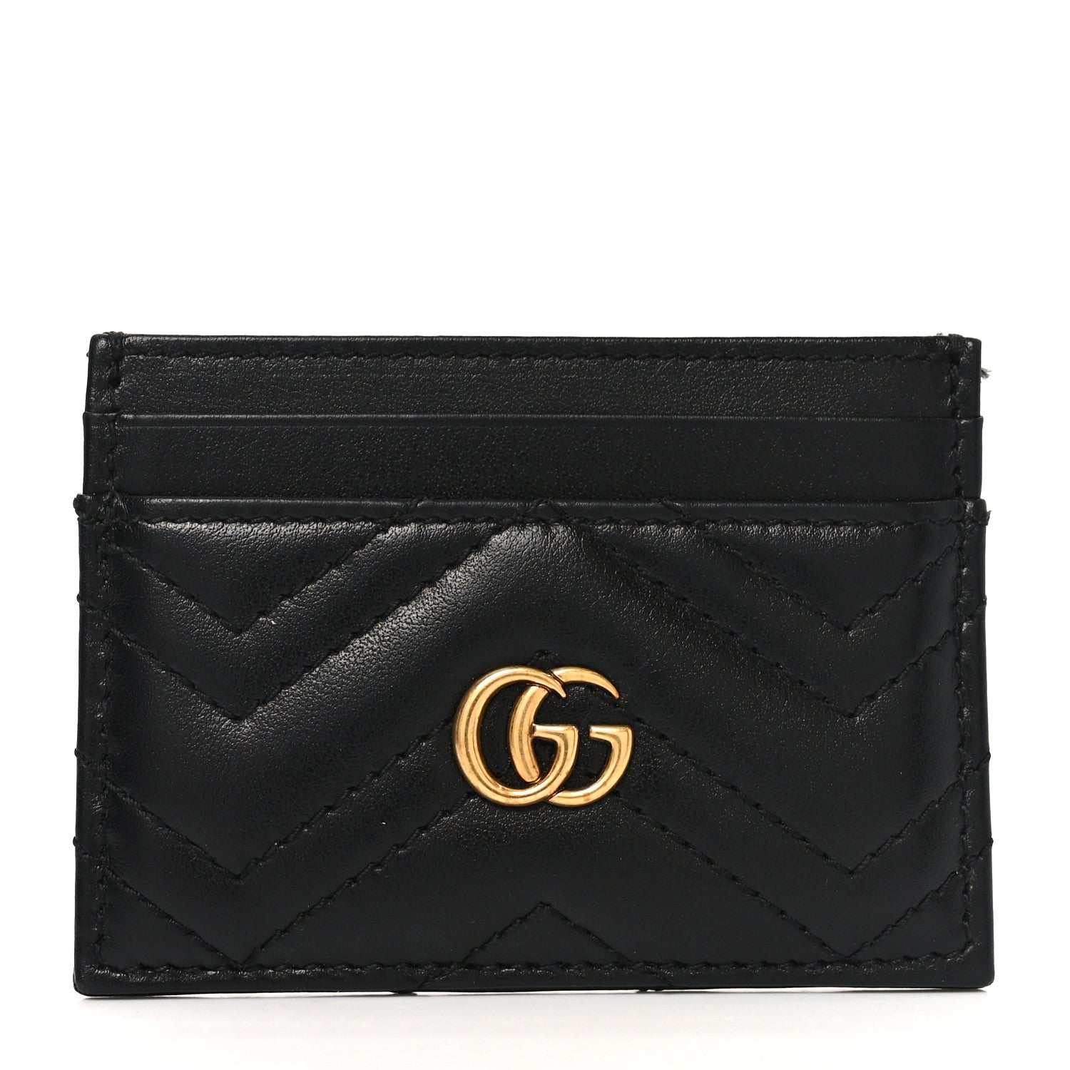 Calfskin Matelasse GG Marmont Card Holder Black