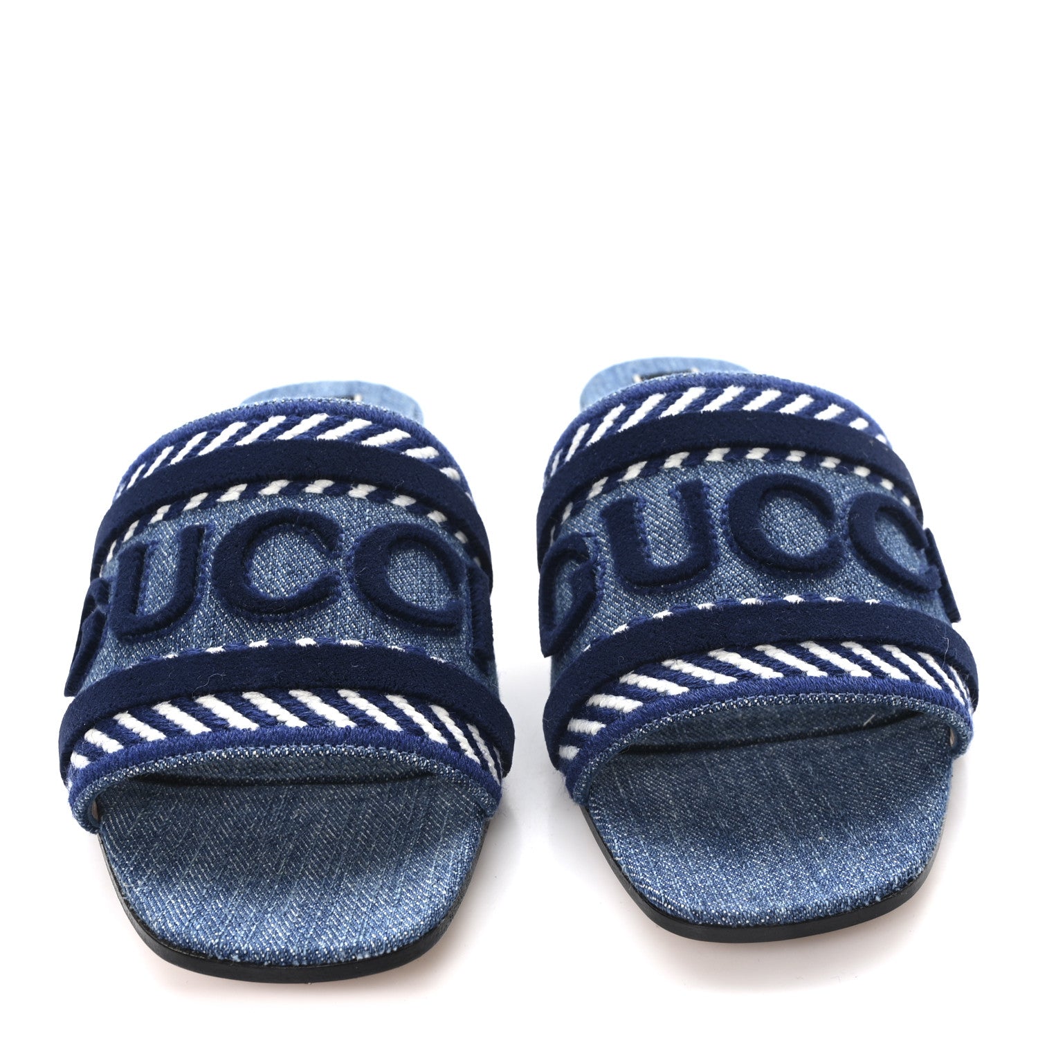 Plain Spain Denim Logo Slide Sandals 37.5 Light Blue