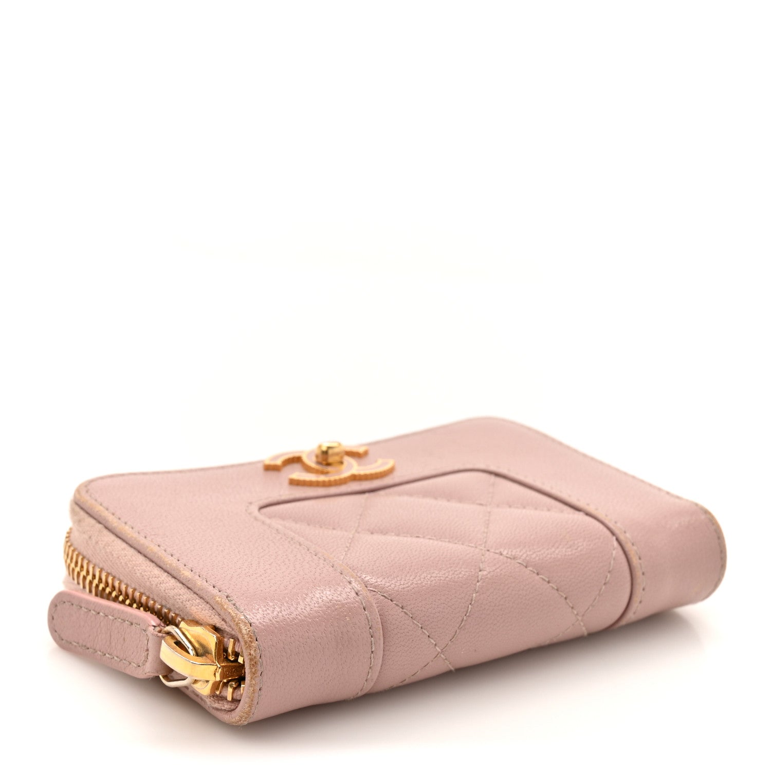 Sheepskin Quilted Vintage Mademoiselle Zip Coin Purse Pink