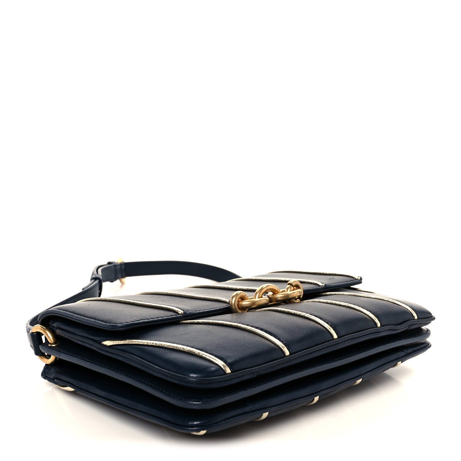 Lambskin Quilted Le Maillon Satchel Marine