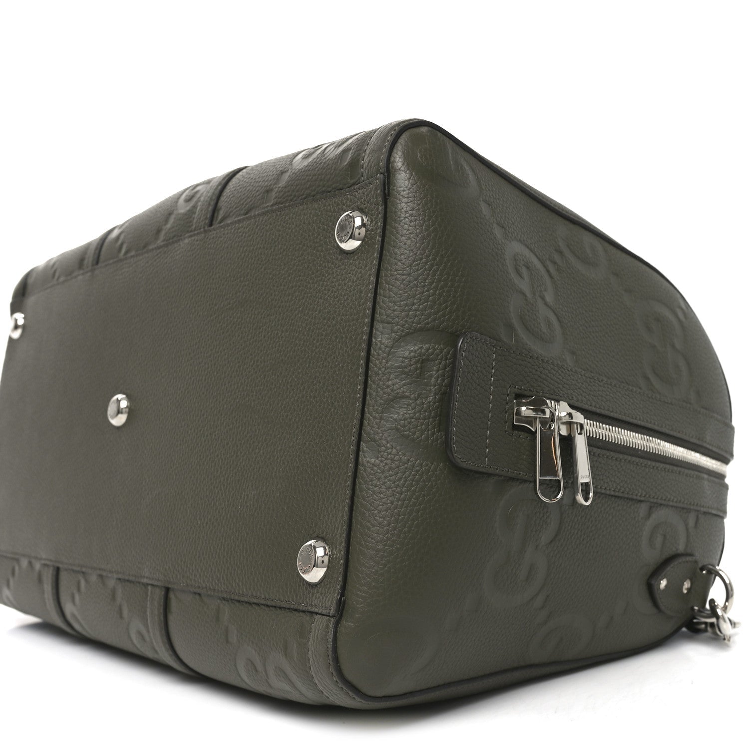 Piuma Calfskin Jumbo GG Embossed Large Duffle Bag Dark Vintage Olive