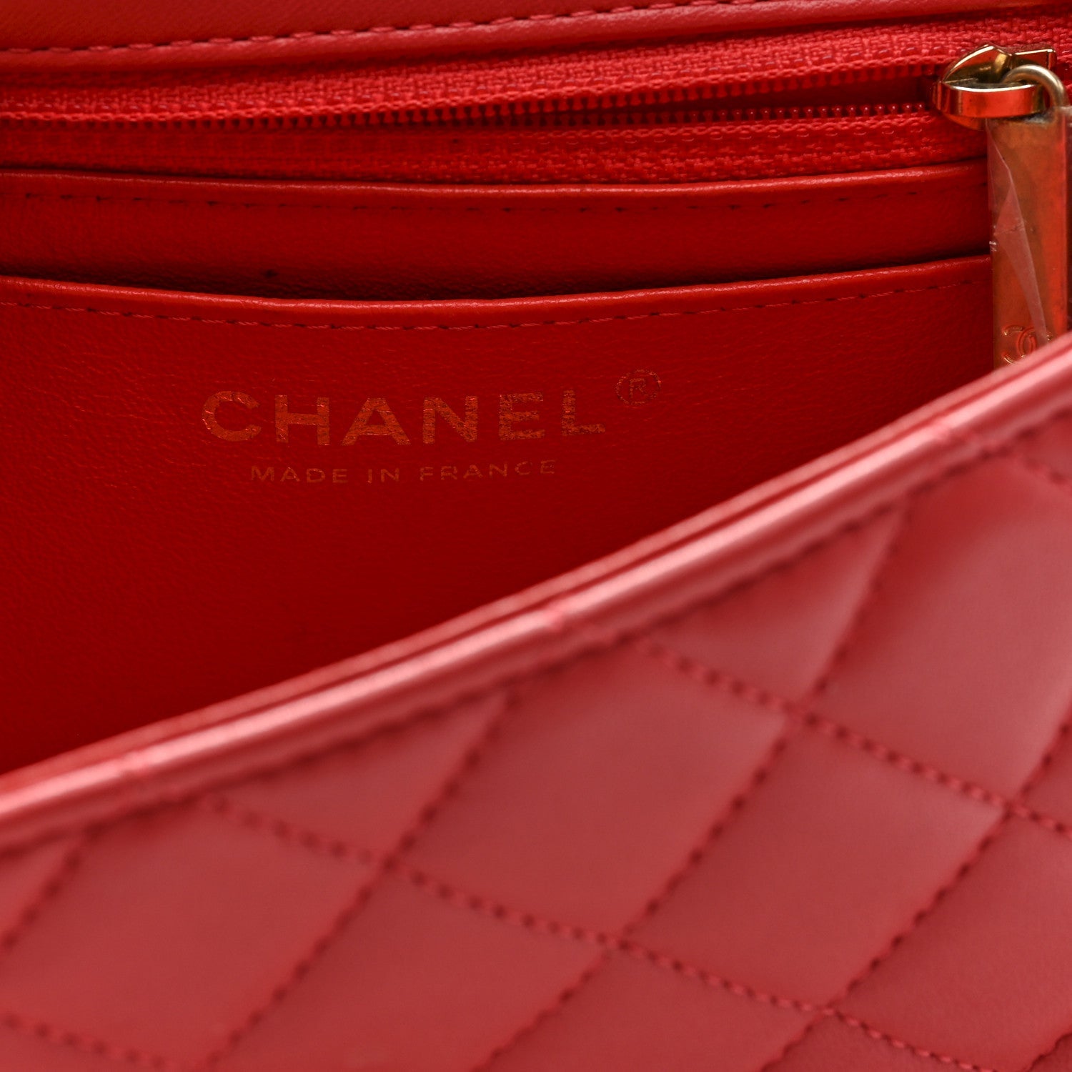 Lambskin Quilted Mini Rectangular Flap Coral