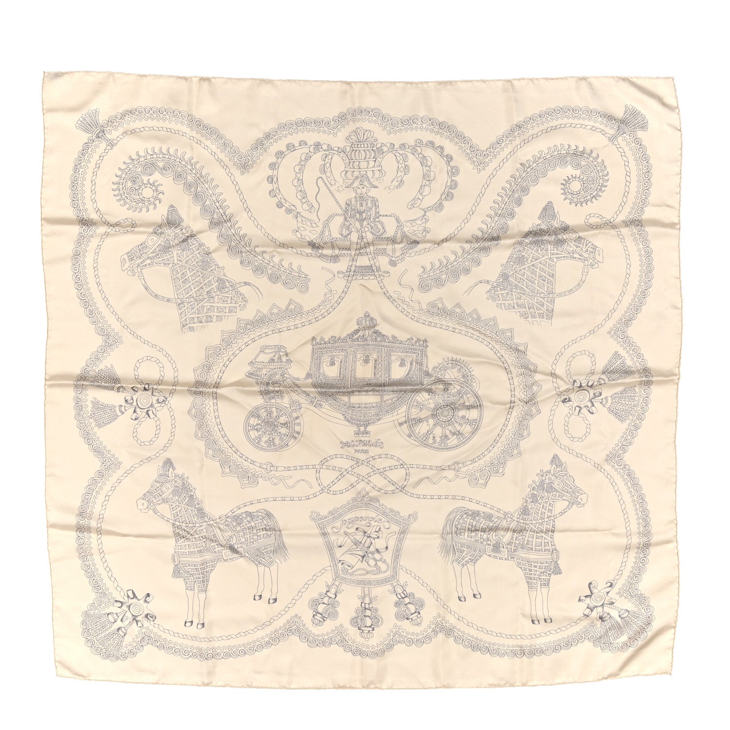 Silk Paperoles Scarf 90 Beige