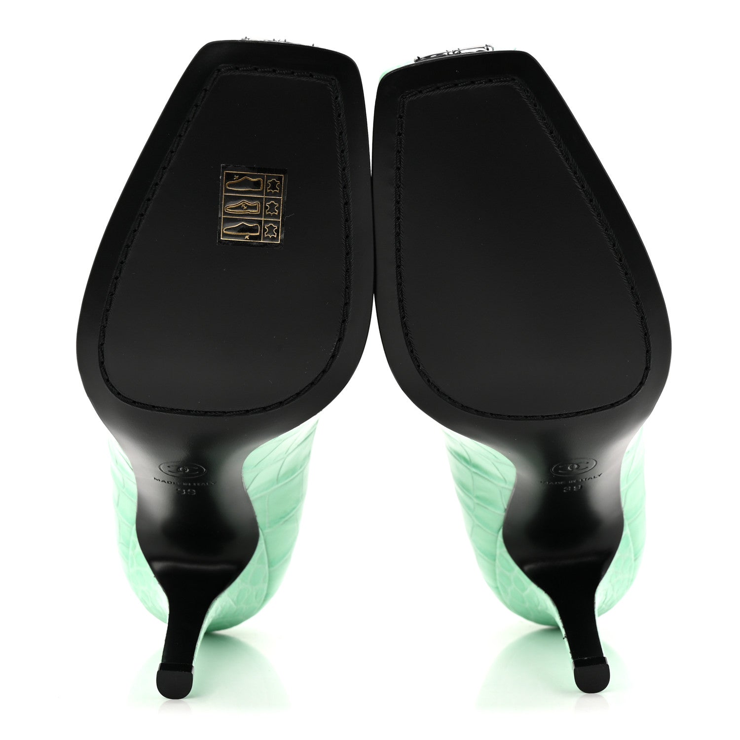 Crocodile Embossed Patent Calfskin Pumps 39 Green Black