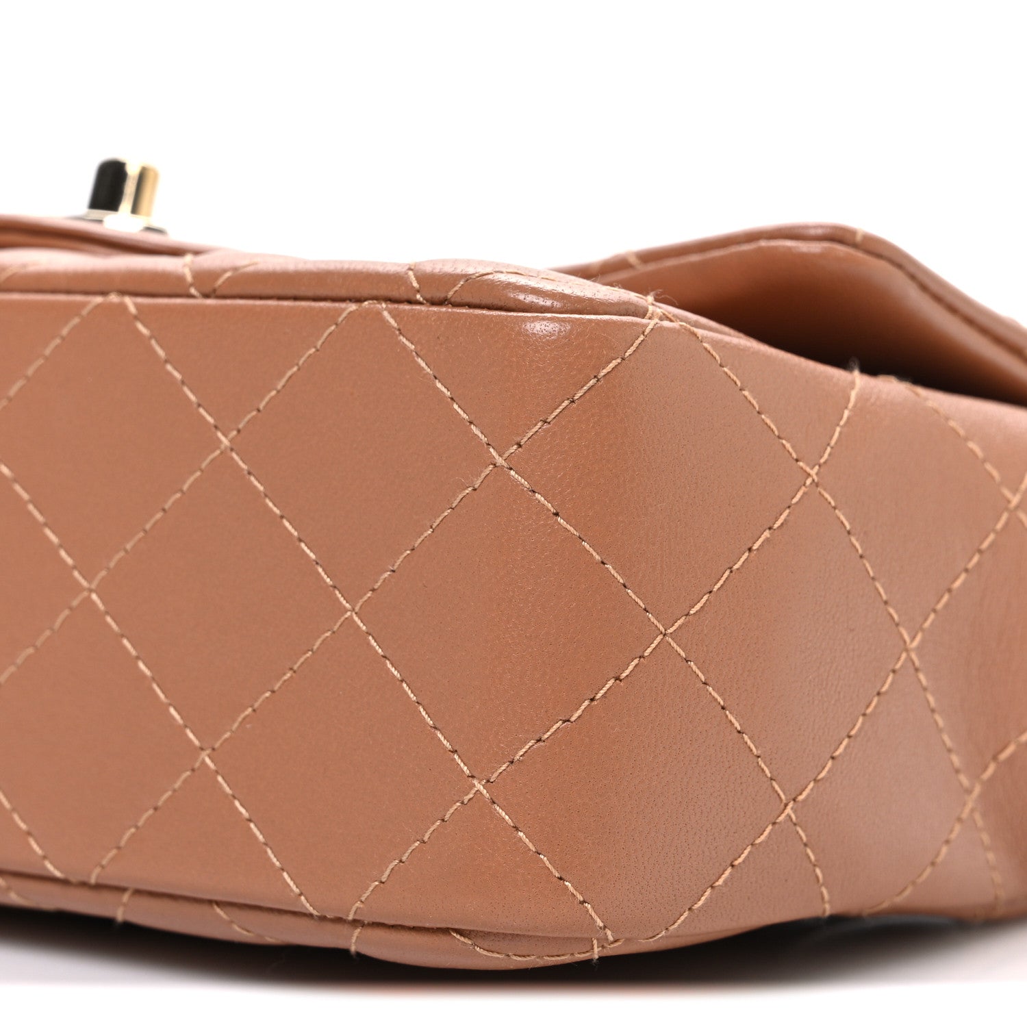 Lambskin Quilted Mini Rectangular Flap Brown