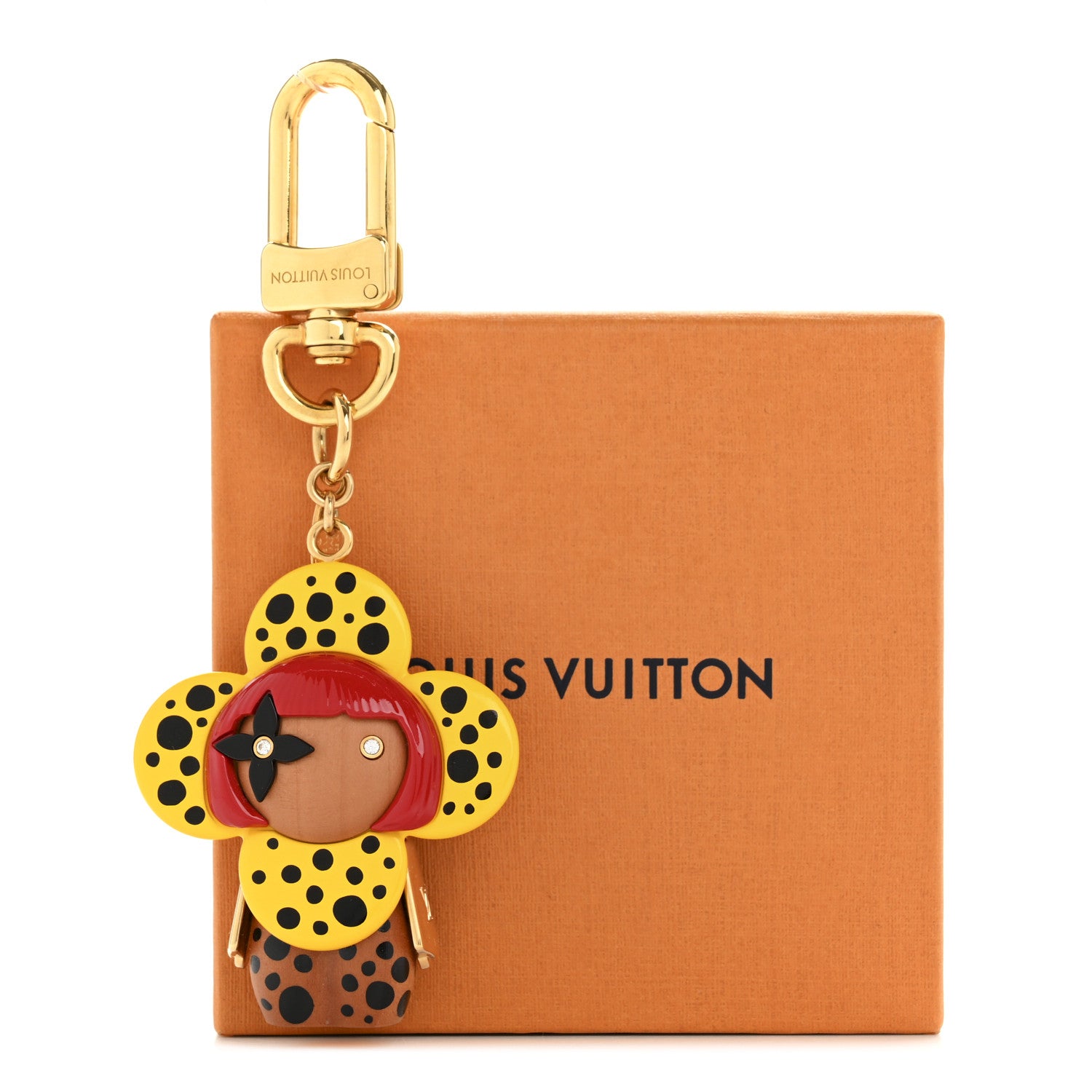 LV X YK Resin Wood Infinity Dots Vivienne Bag Charm Yellow