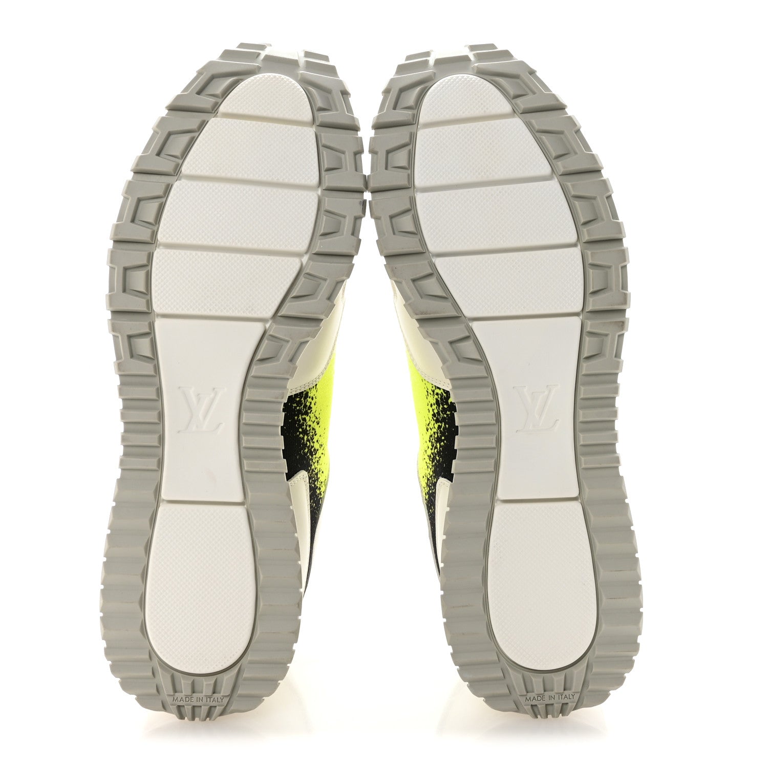 Calfskin Mens Run Away Sneakers  8 White Yellow Gradient