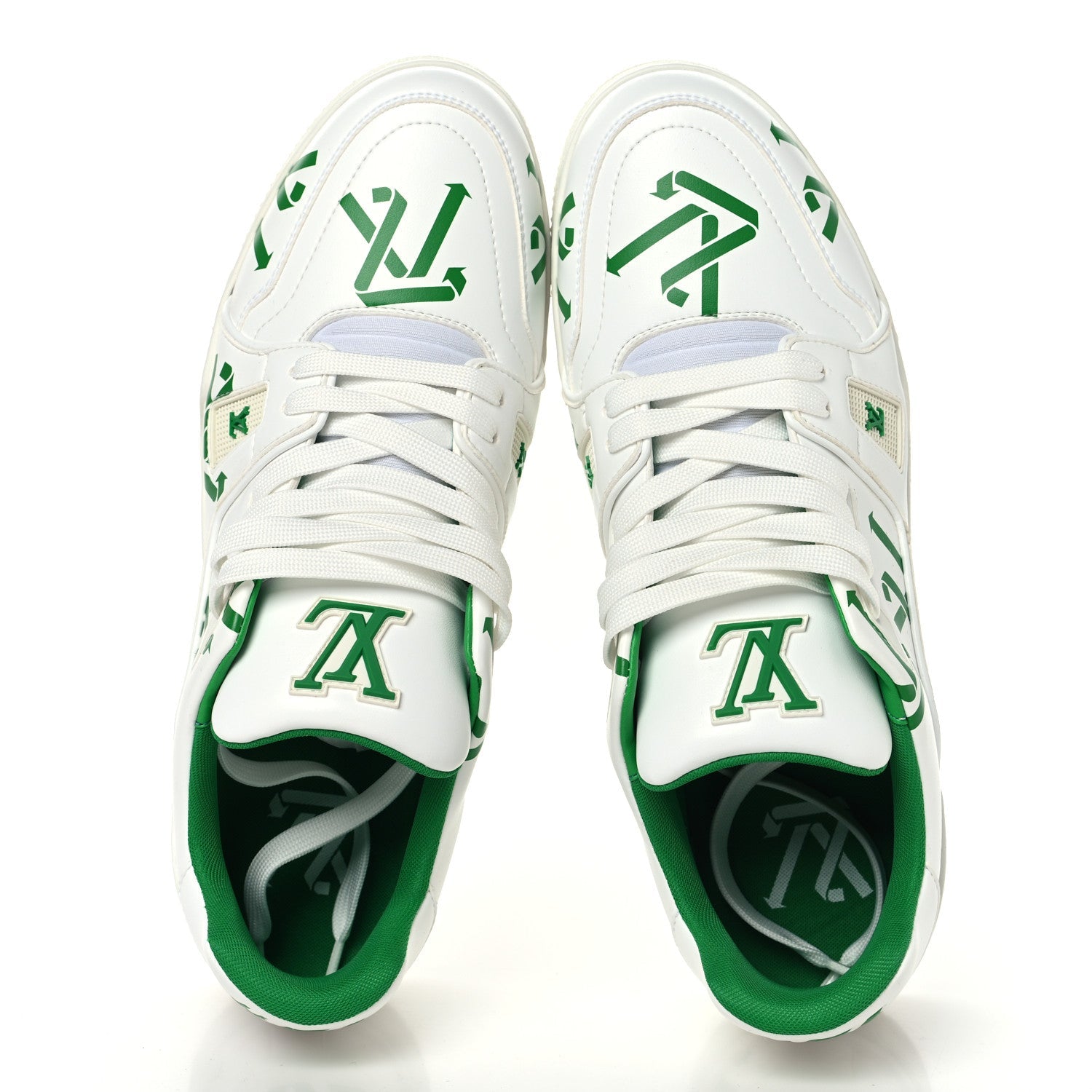 Mens LV Trainer Upcycling Sneakers 9 White Green