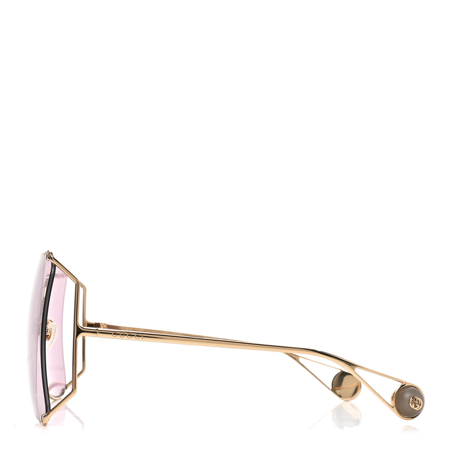 Metal Oversized Round Sunglasses GG0252S Gold Pink