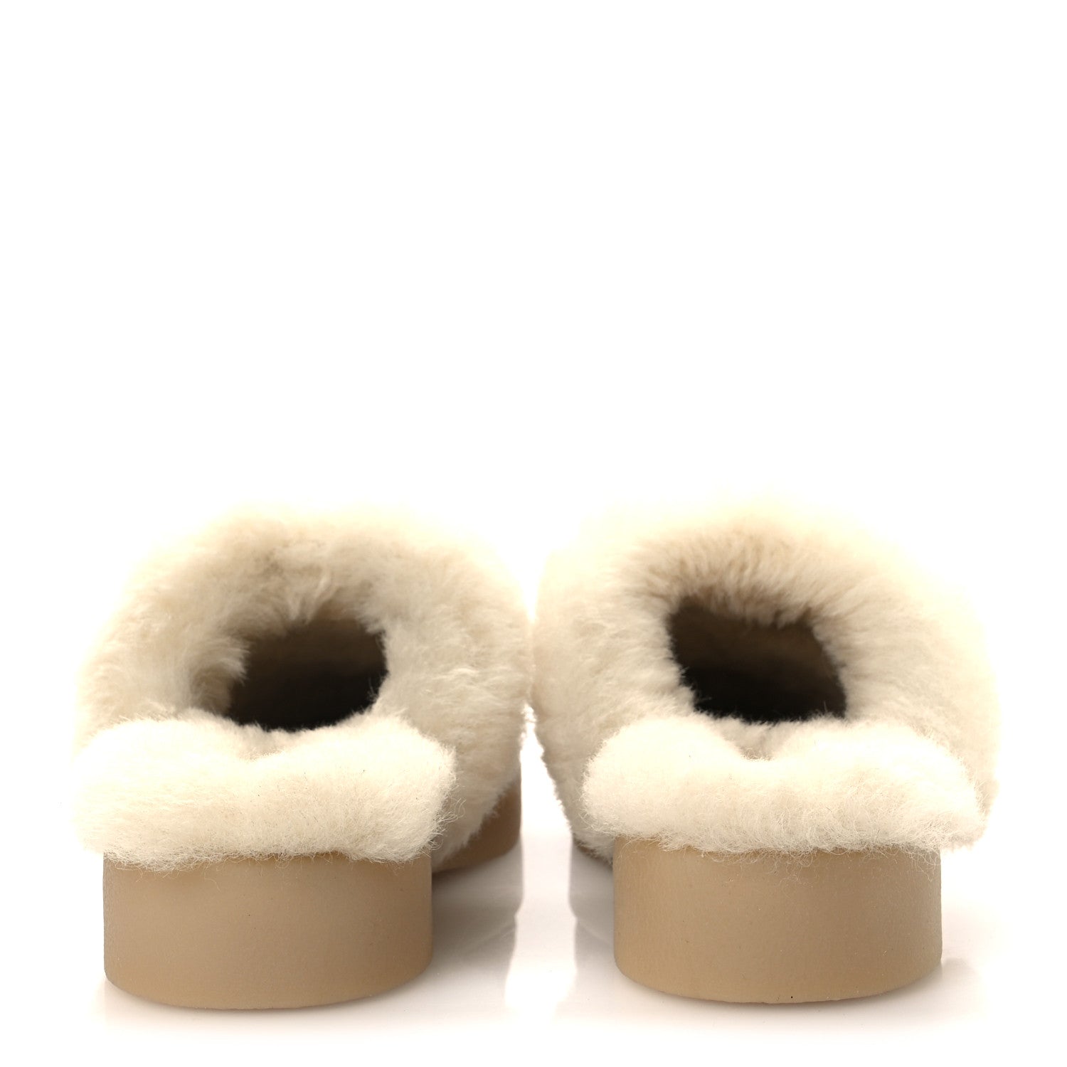 Suede Shearling CC Cap Toe Mules 39 Beige Black