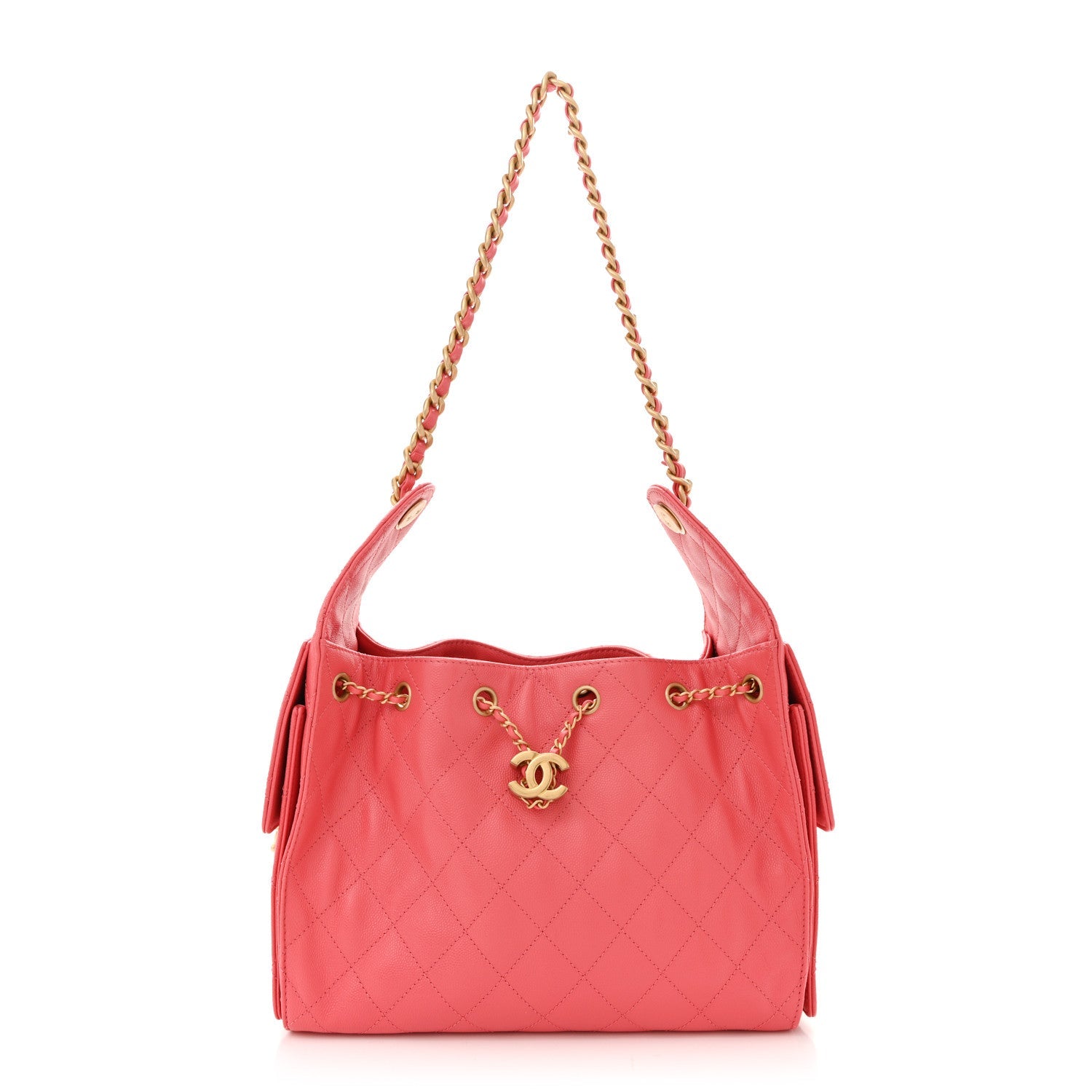 Caviar Quilted Small Chanel 25 Handbag Coral