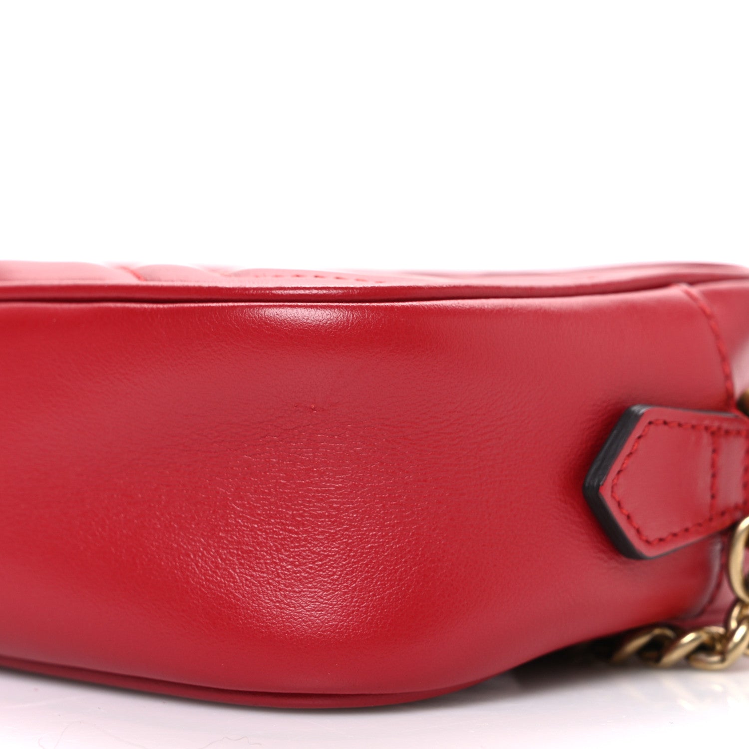 Calfskin Matelasse Mini GG Marmont Chain Shoulder Bag Hibiscus Red