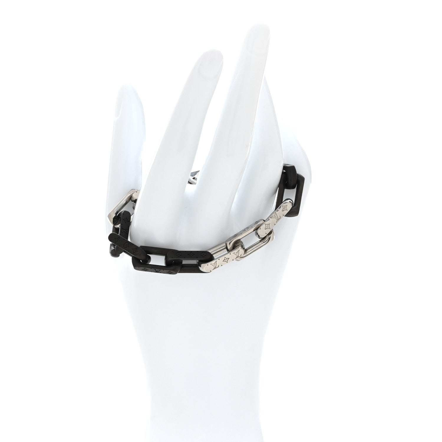 Metal Monogram Chain Bracelet Silver Black