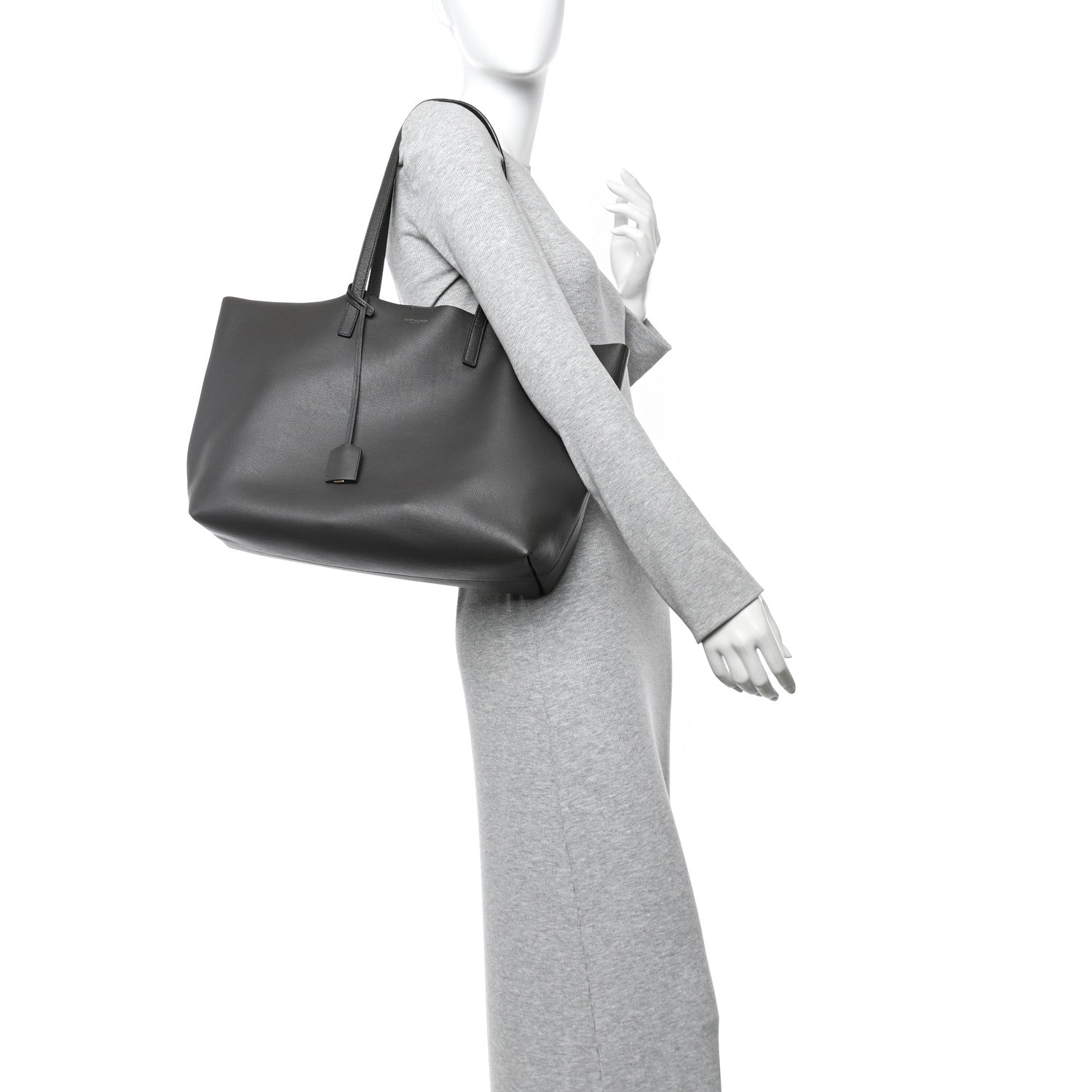 Calfskin Large Shopping Tote Asphalt