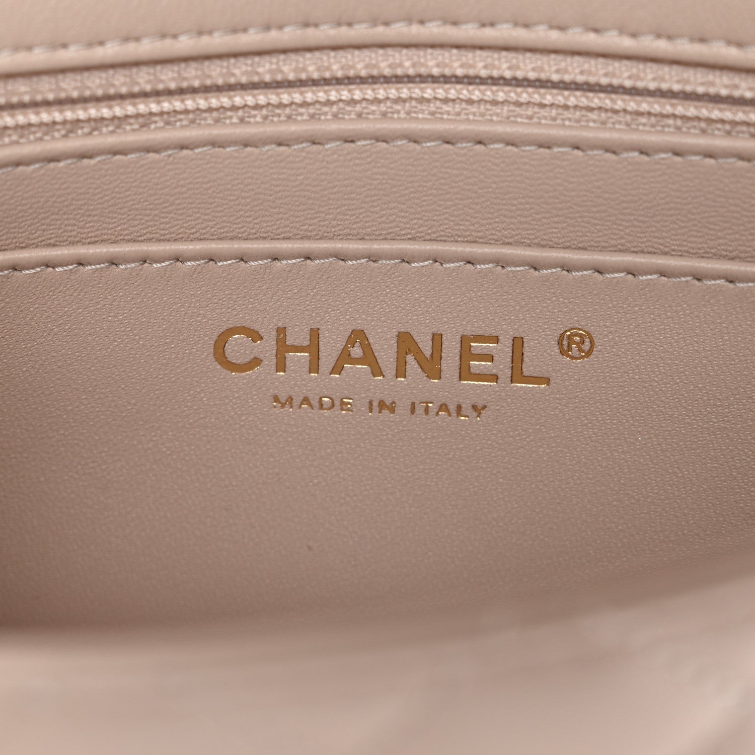 Lambskin Quilted Mini Rectangular Flap Beige