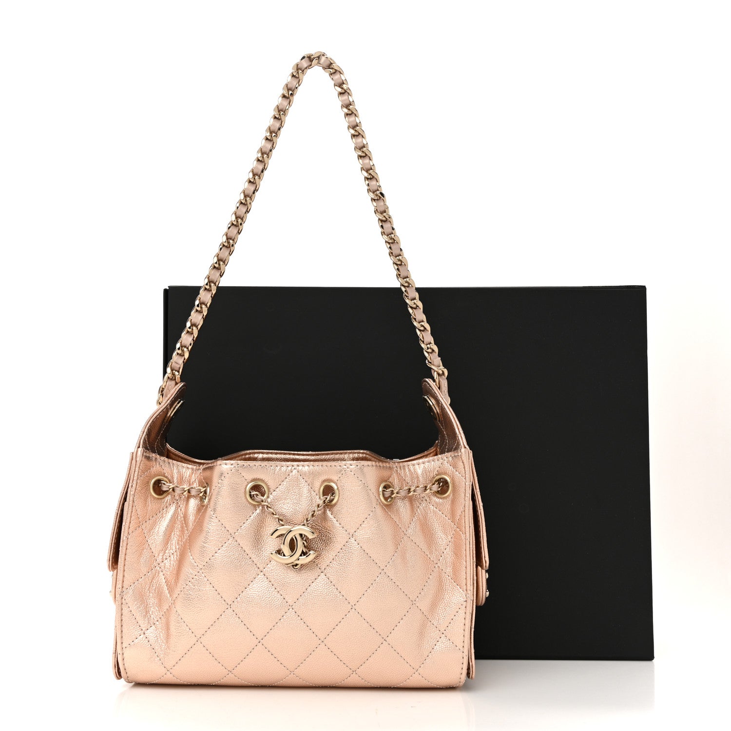 Metallic Caviar Quilted Mini Chanel 25 Handbag Copper