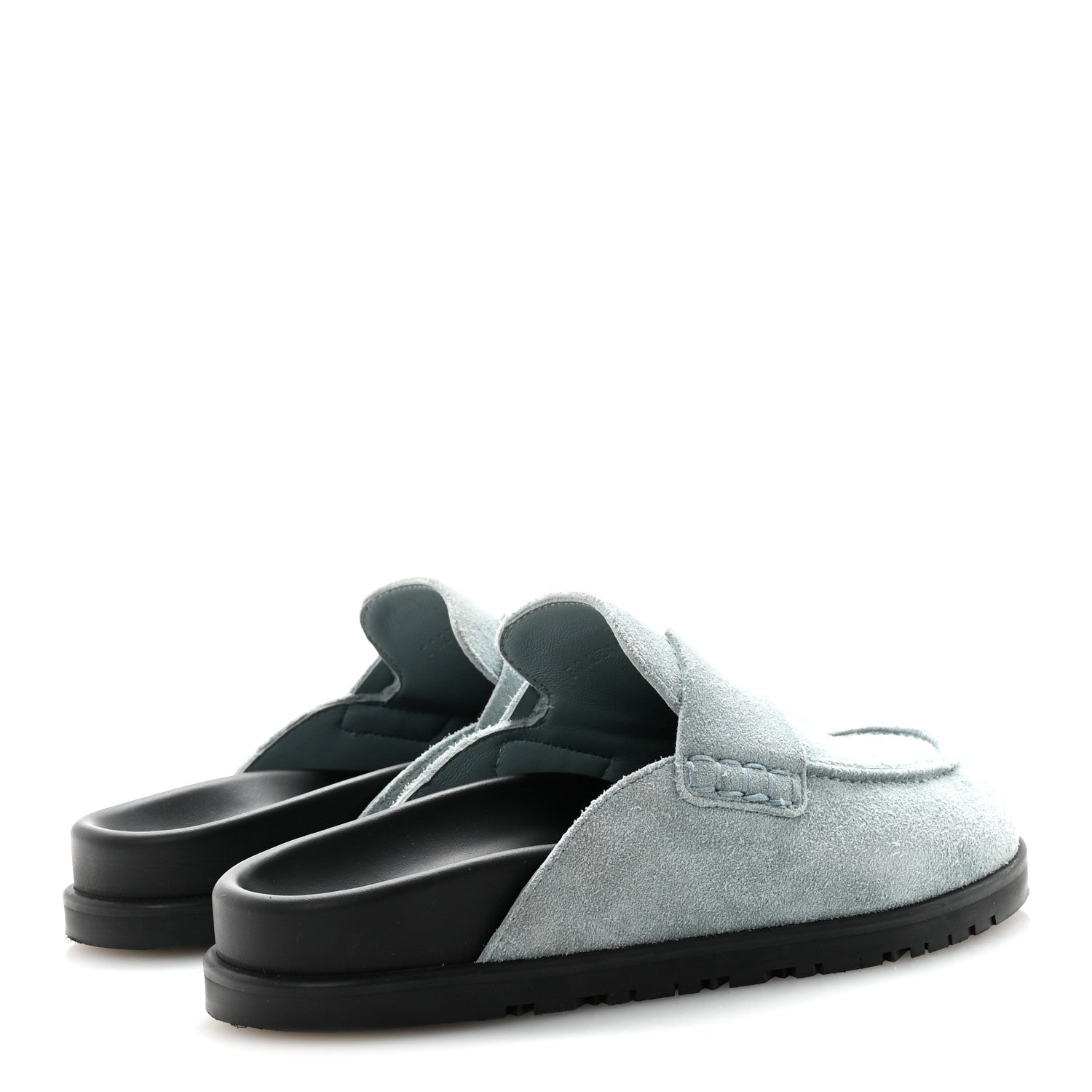 Suede Calfskin Womens Go Mules 36 Bleu Pinede