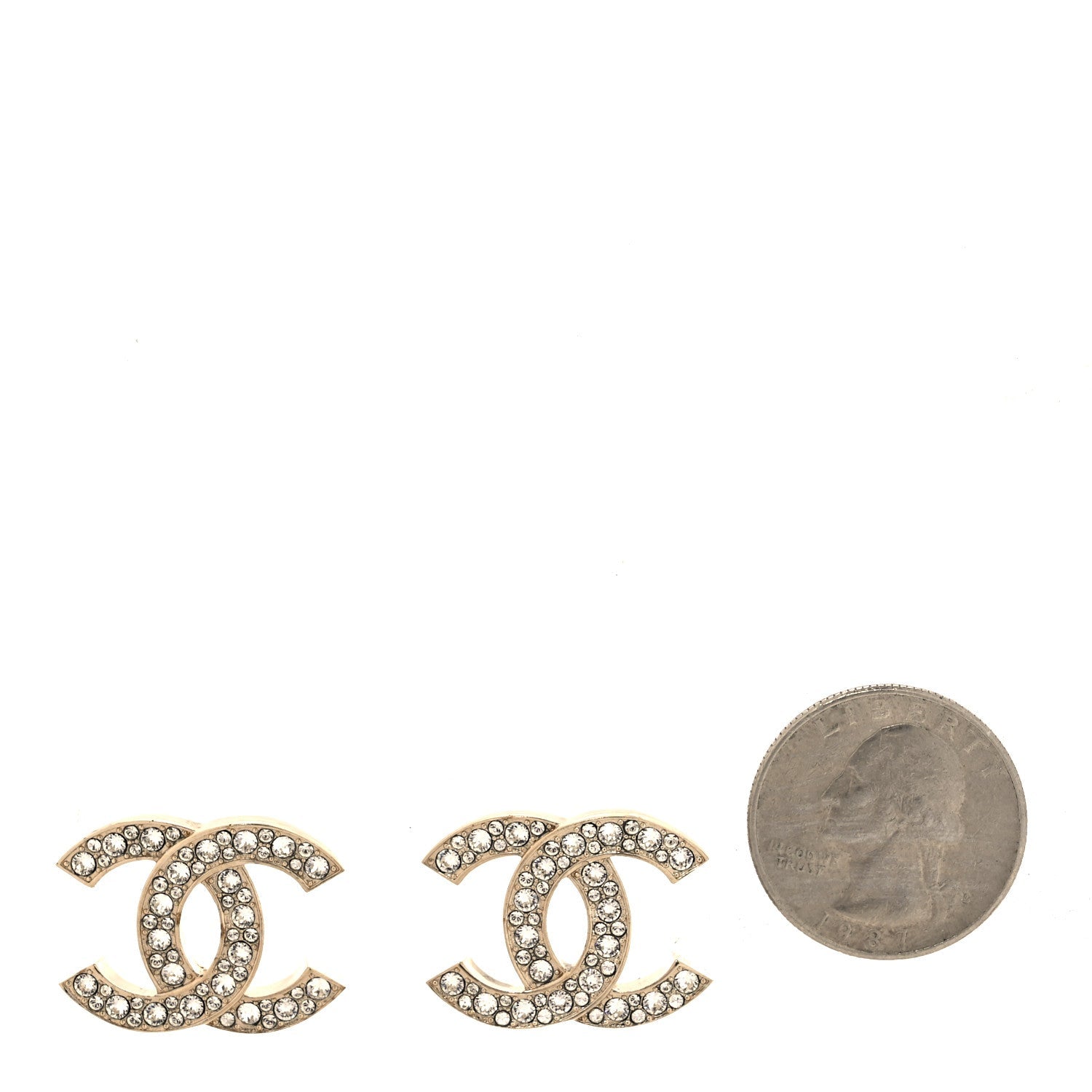 Crystal CC Stud Earrings Gold