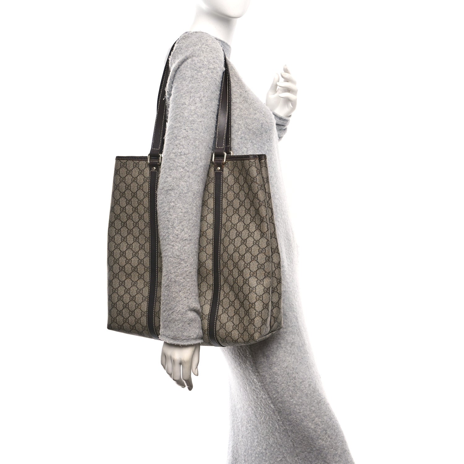 GG Plus Monogram Joy Vertical Tote Dark Brown