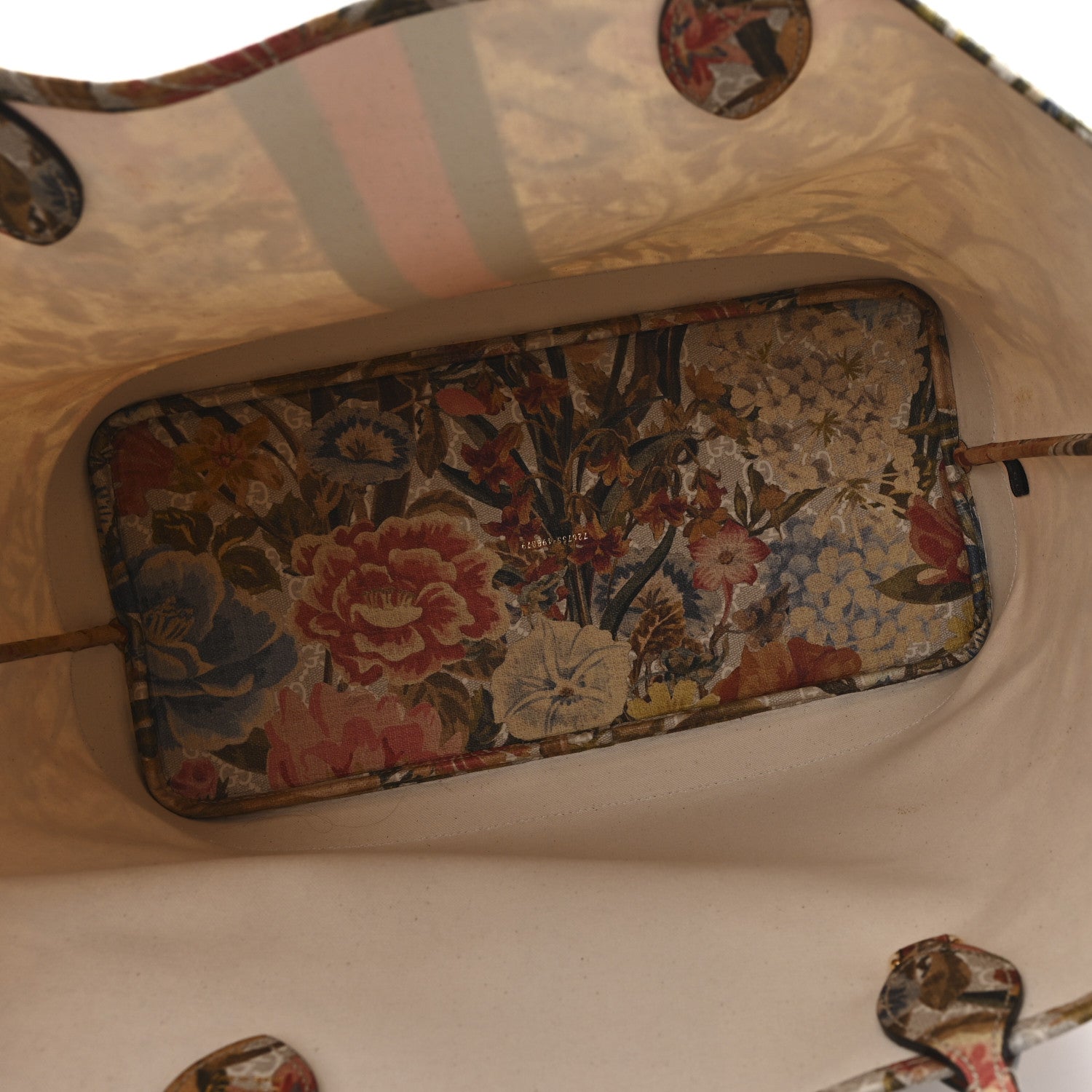 GG Supreme Monogram Water Flora Web Large Ophidia Tote Beige White Multicolor