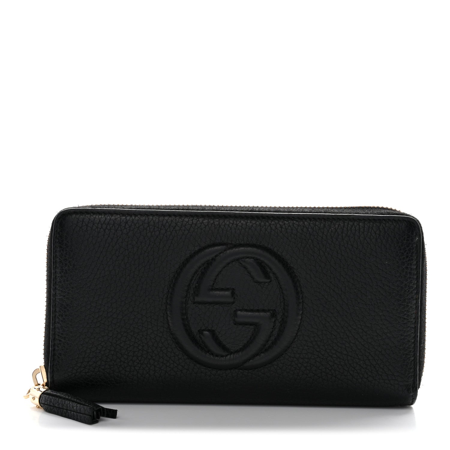 Pebbled Calfskin Soho Zip Around Wallet Black