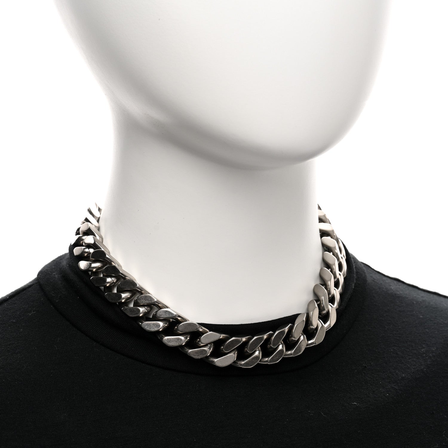 Metal Chain Choker Necklace Oxidized Silver