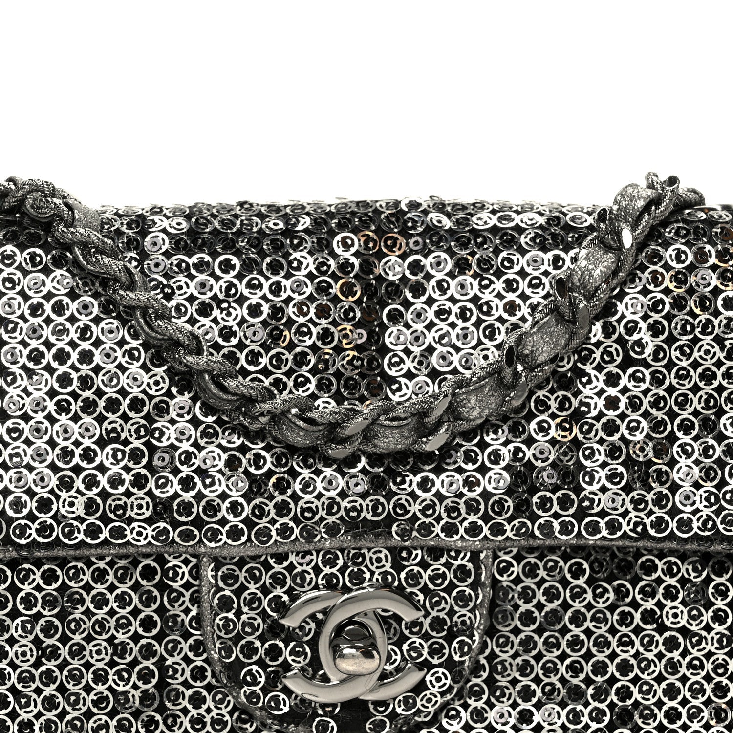 Sequin East West Flap Dark Silver