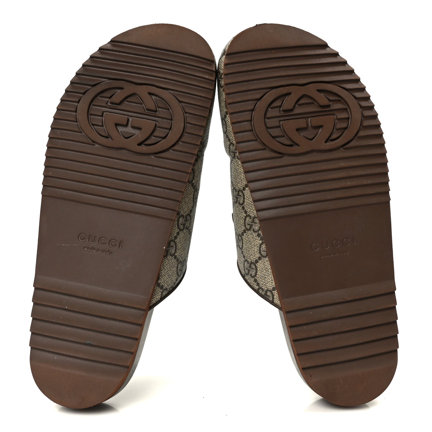 GG Supreme Monogram Miro Soft Calfskin Womens Horsebit Slippers 38 Beige Ebony New Acero