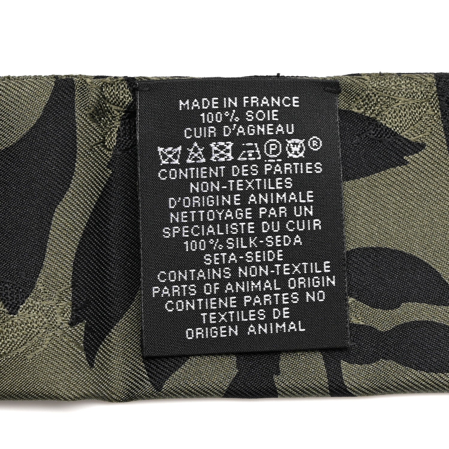 Silk Calfskin Bouquet Final Fringed Twilly Vert Loden Black