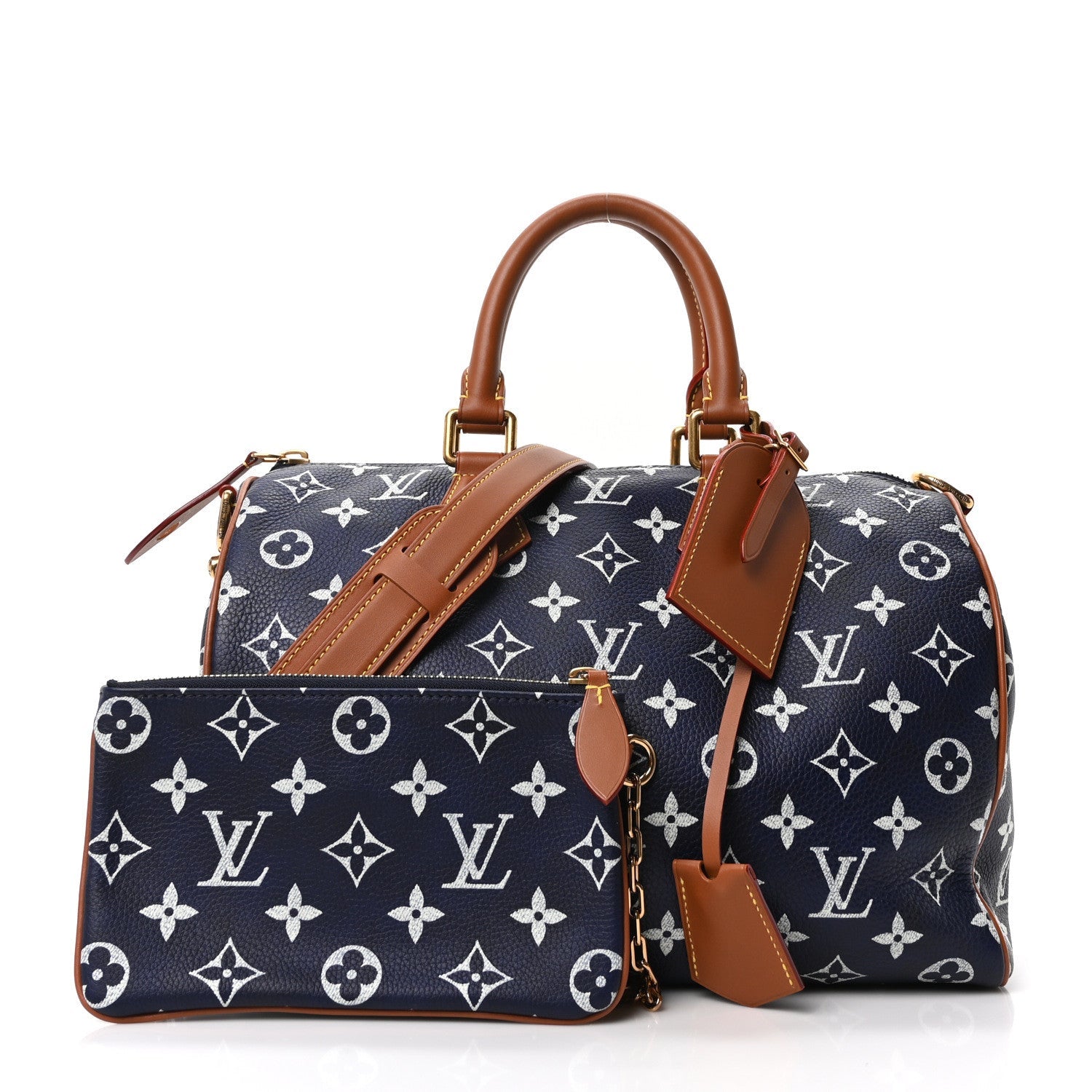 Calfskin Monogram Speedy P9 Bandouliere 30 Indigo