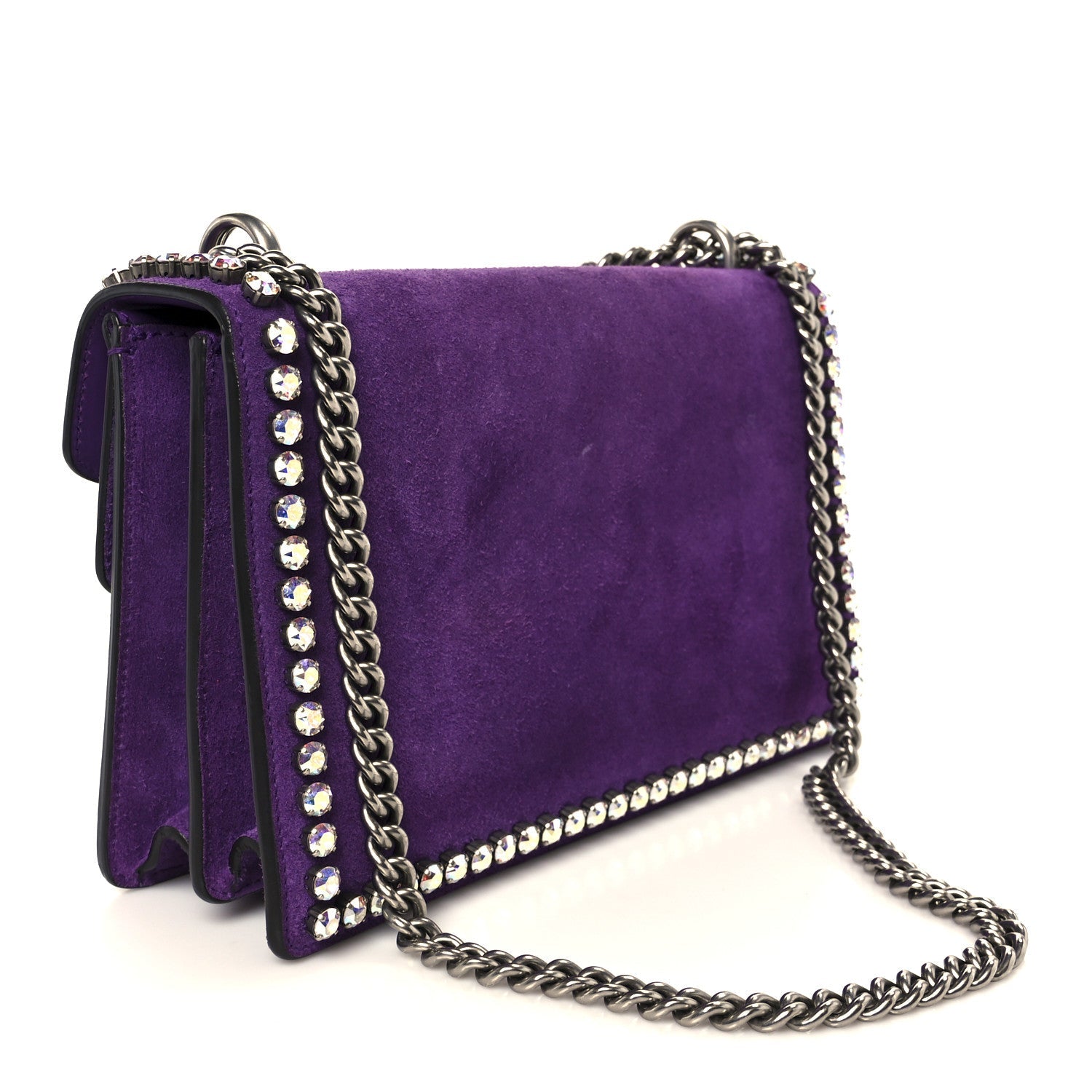 Suede Crystal Small Dionysus Shoulder Bag Bright Purple
