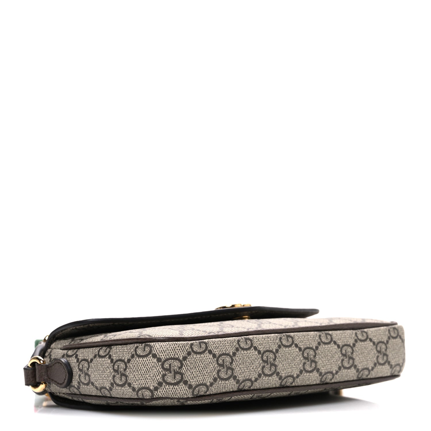 GG Supreme Monogram Textured Dollar Calfskin Web Mini Ophidia Envelope Shoulder Bag Beige Ebony New Acero
