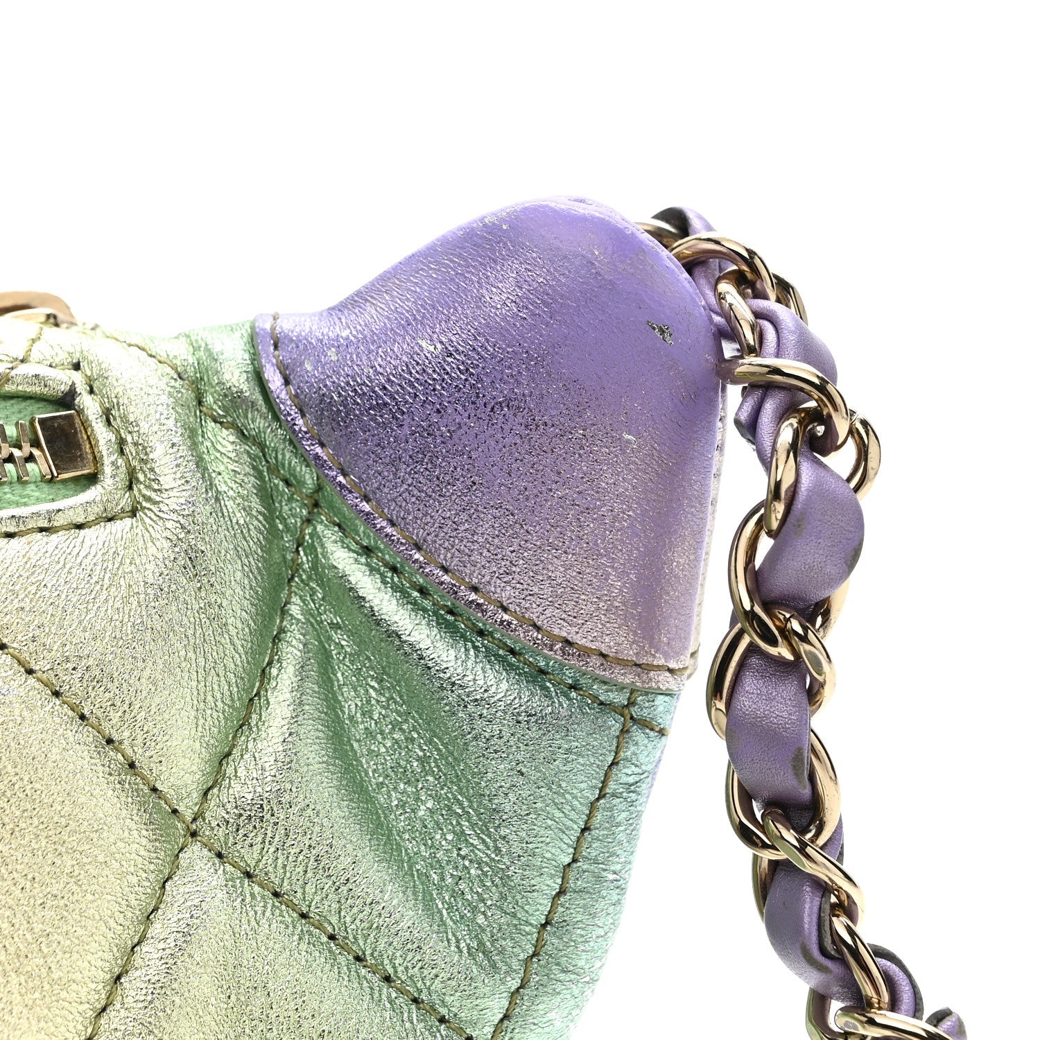 Gradient Metallic Lambskin Quilted Walking Mood Waist Bag Fanny Pack Pink Purple Green