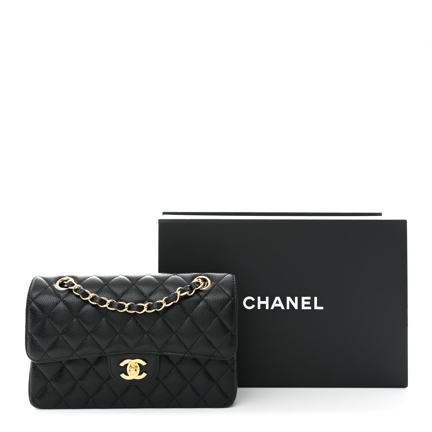 Caviar Quilted Small Double Flap Black