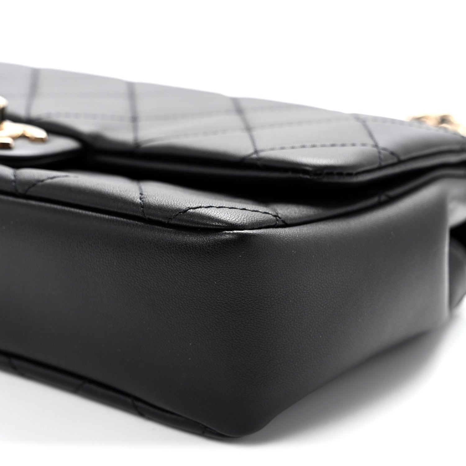 Lambskin Quilted Resin Bi-Color Chain Flap Bag Black