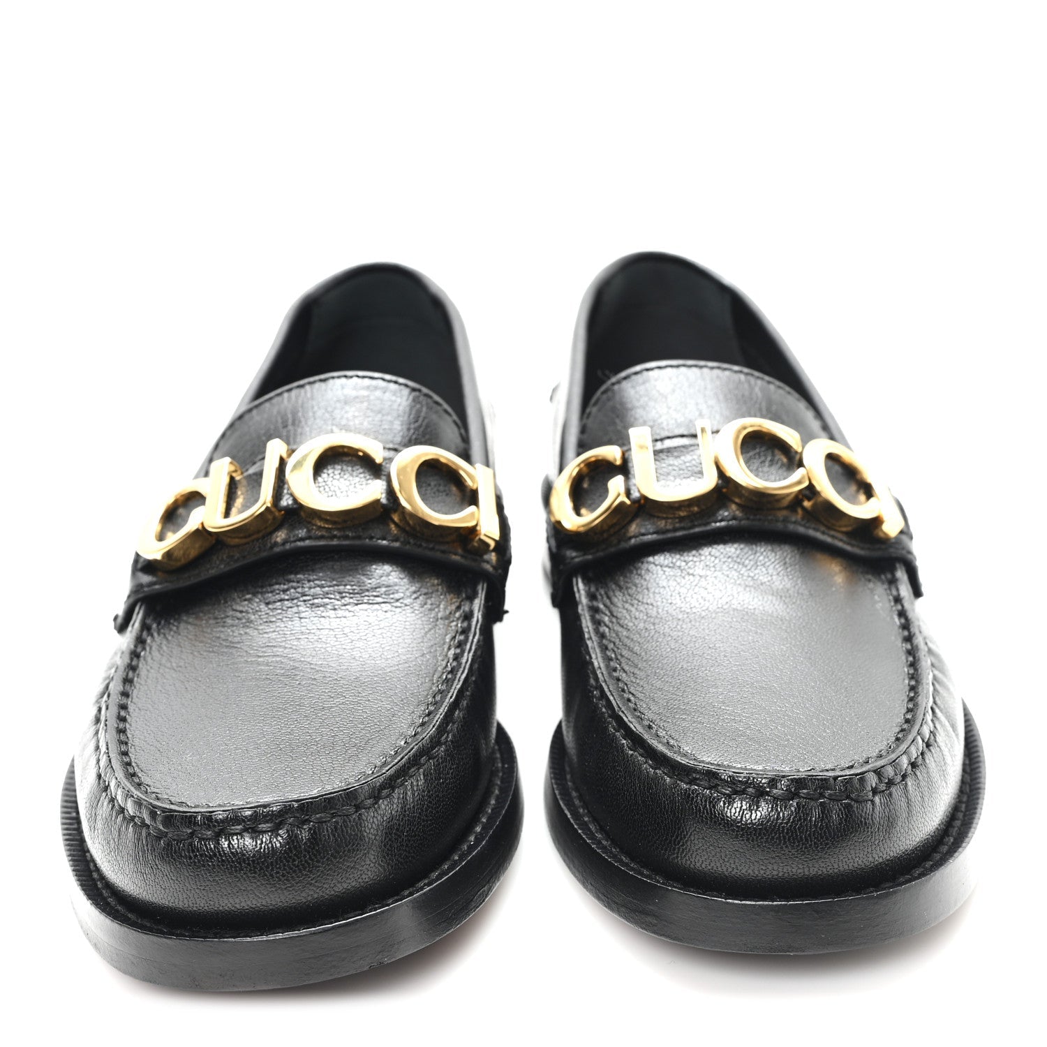 Goatskin Womens Logo 15mm Loafers 35.5 Black