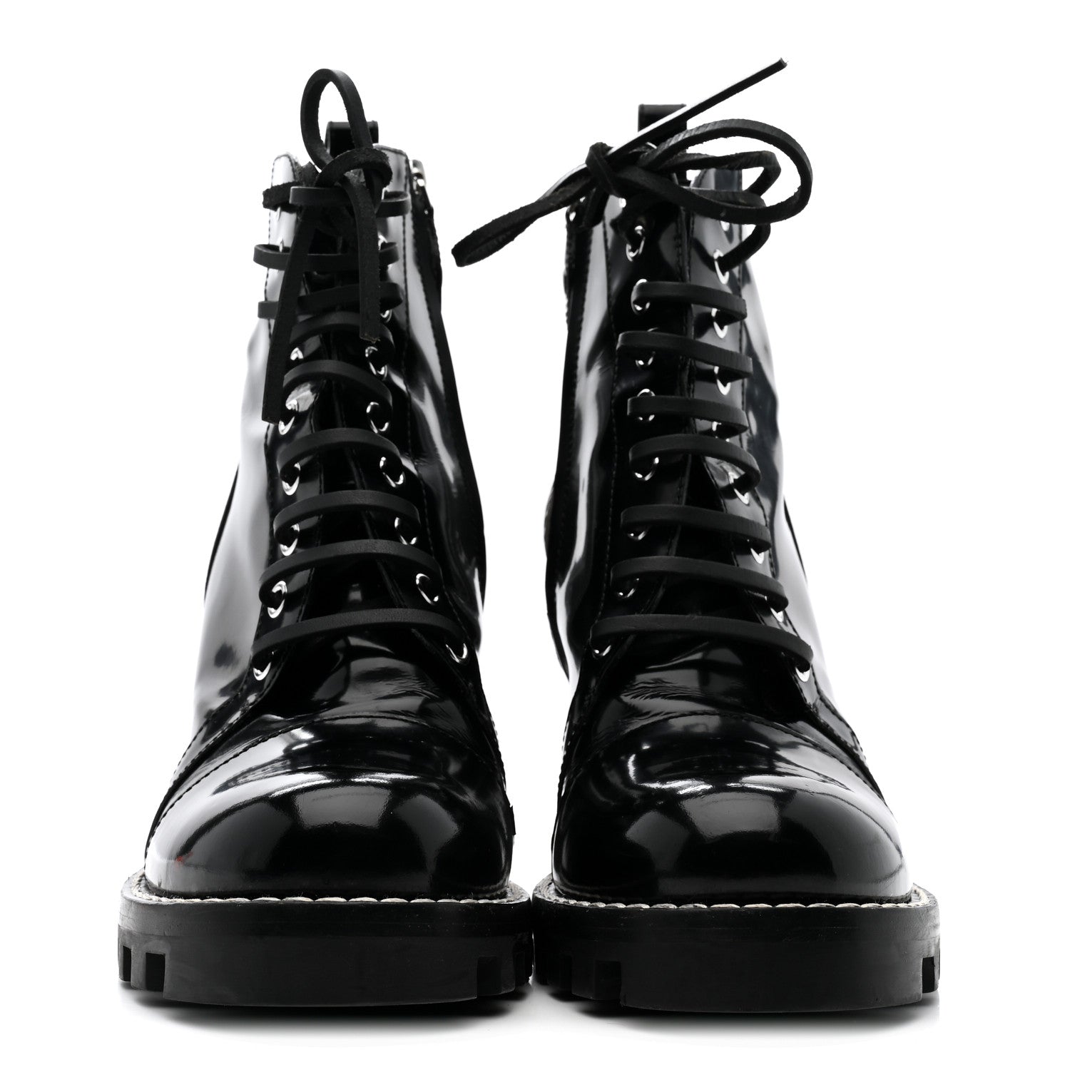 Glazed Calfskin Star Trail Ankle Boots 40 Black