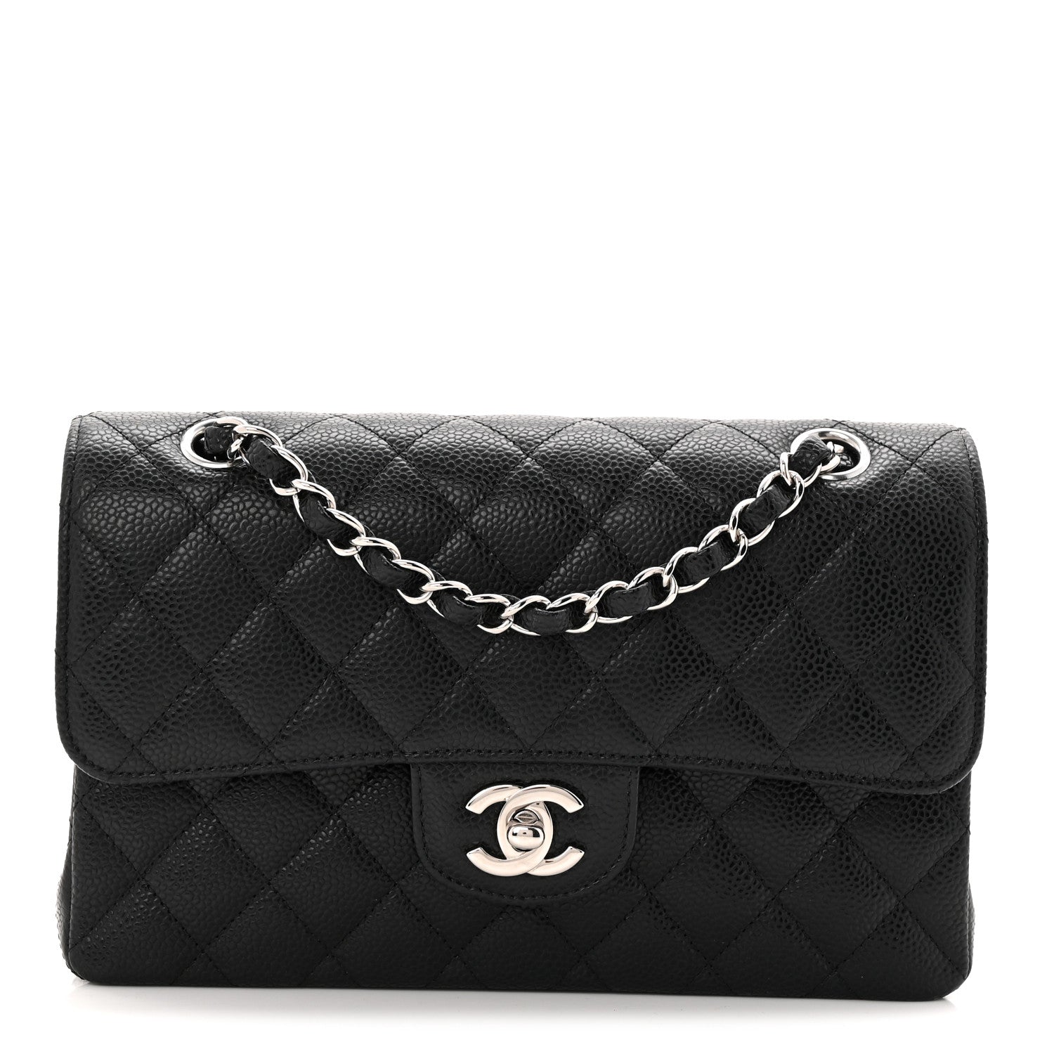 Caviar Quilted Small Double Flap Black