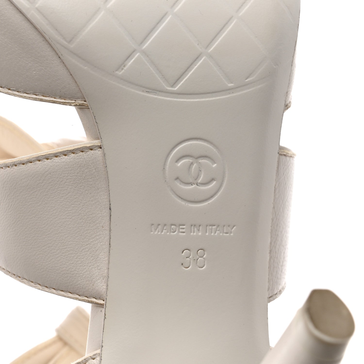 Lambskin Bow CC Sandal Pumps 38 White