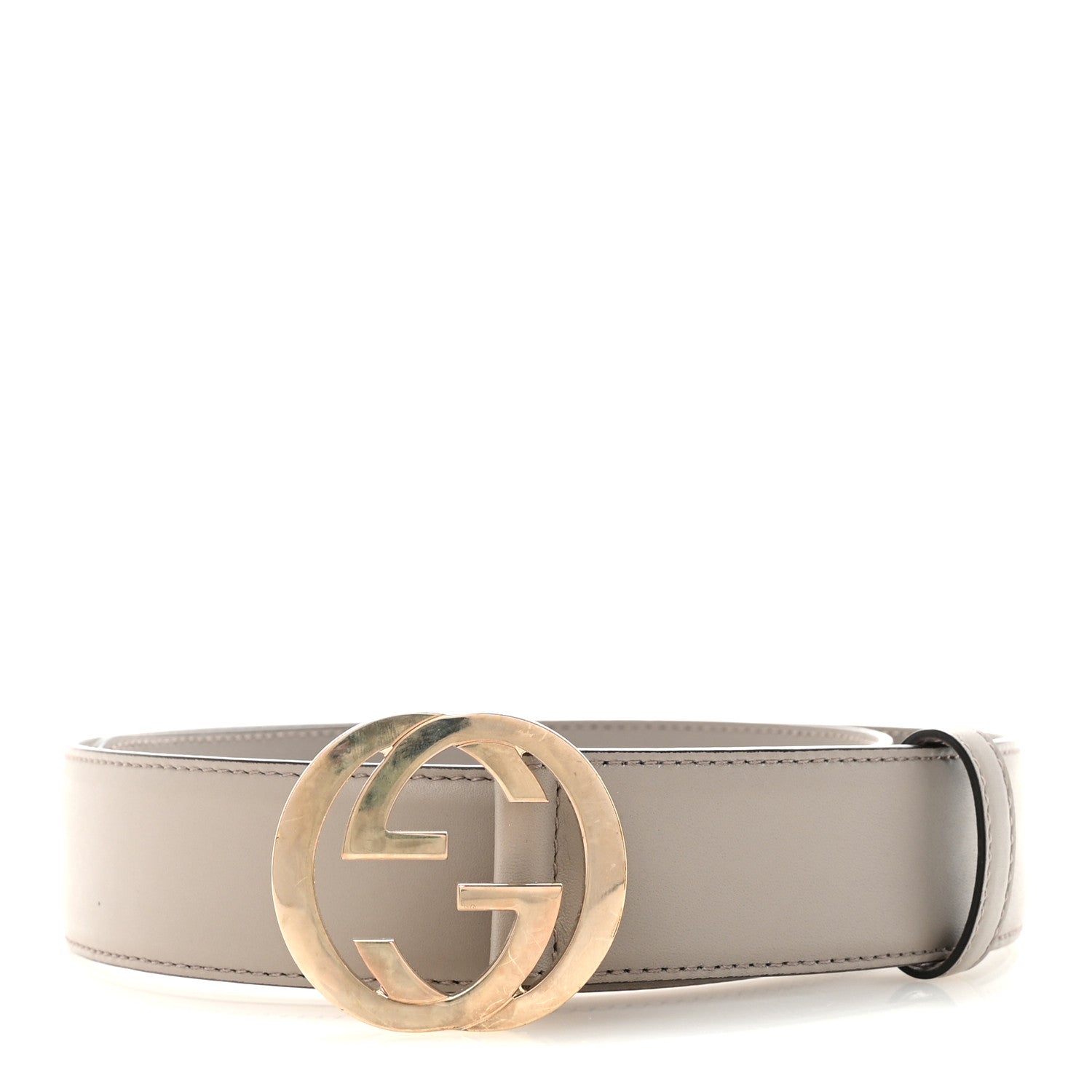 Moon Calfskin Interlocking G 37mm Belt 80 32 Storm Grey